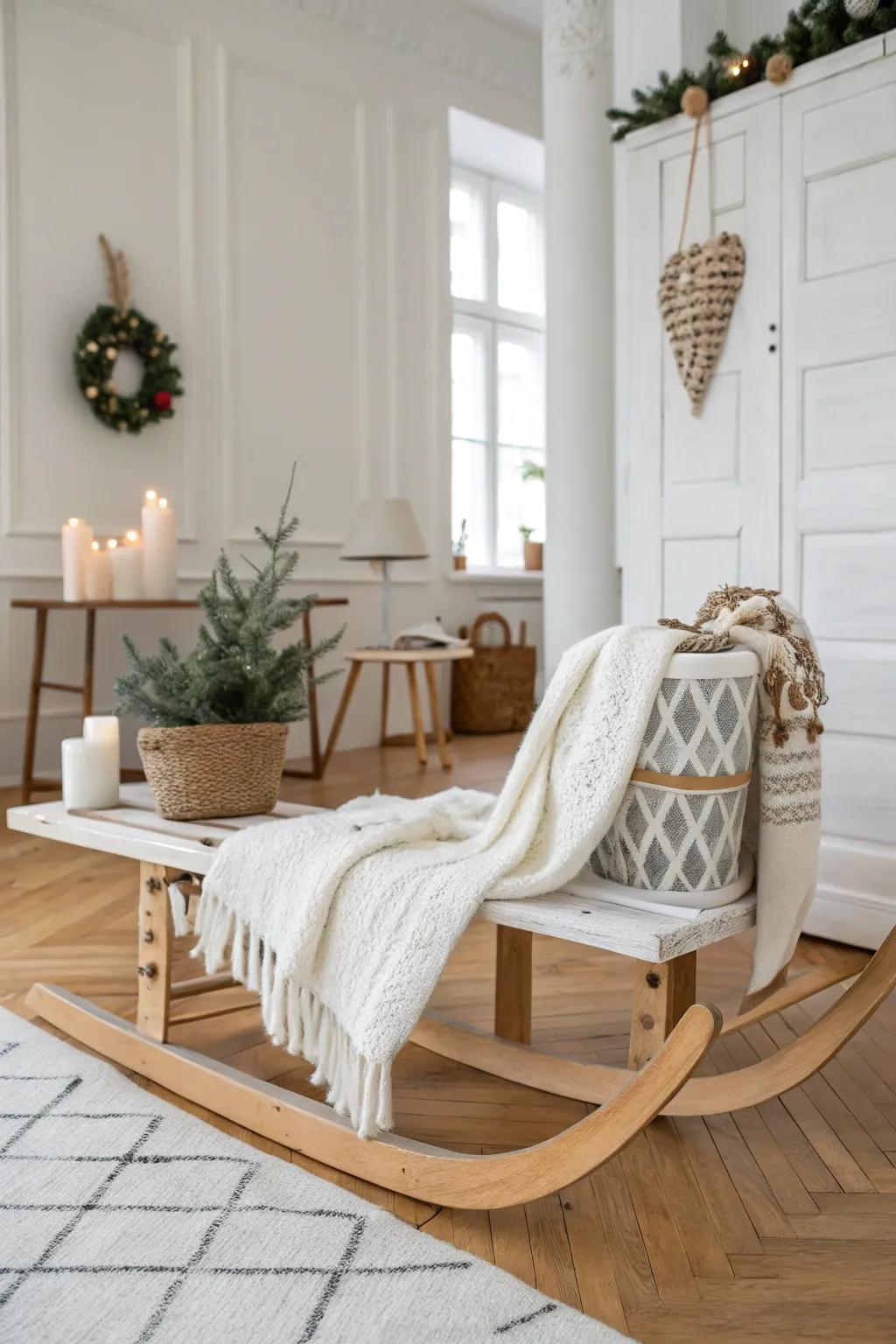 A serene sled with Scandinavian-inspired decor