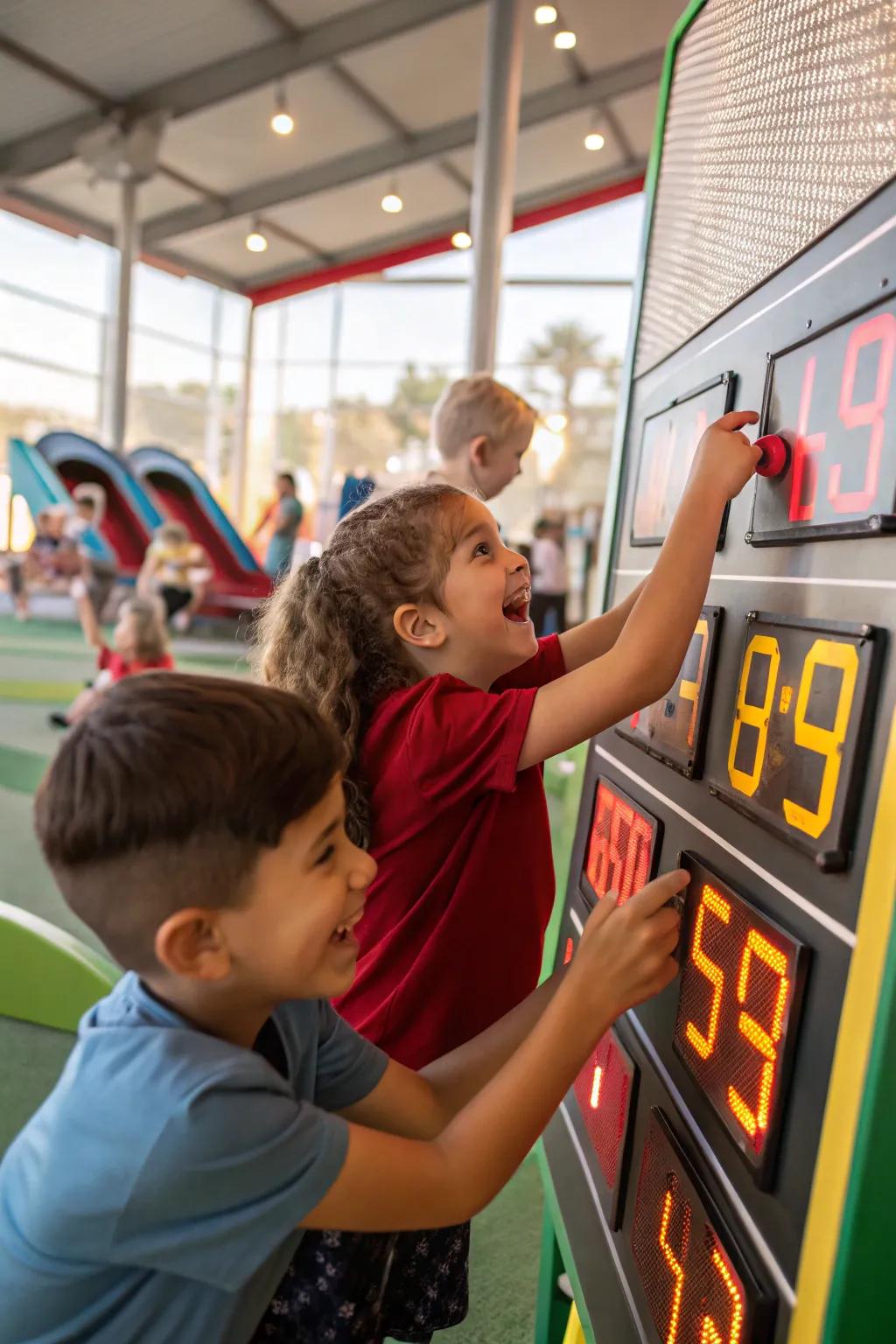 An interactive scoreboard keeping track of the fun.