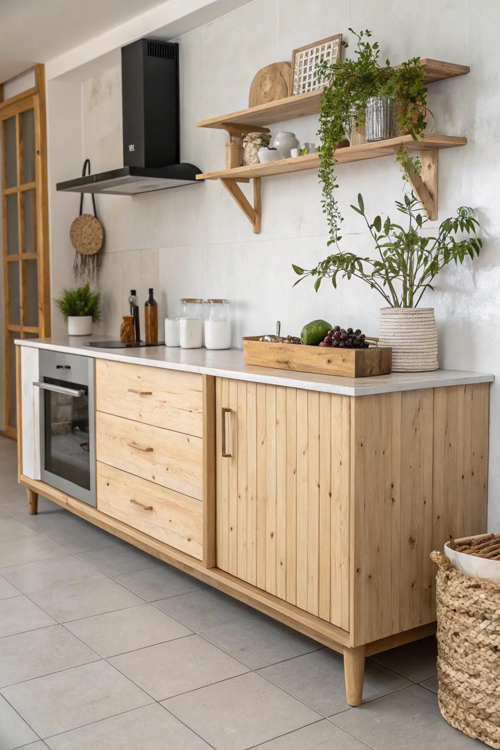 An eco-supportive sideboard fashioned from sustainable substances for a salubrious domestic milieu.