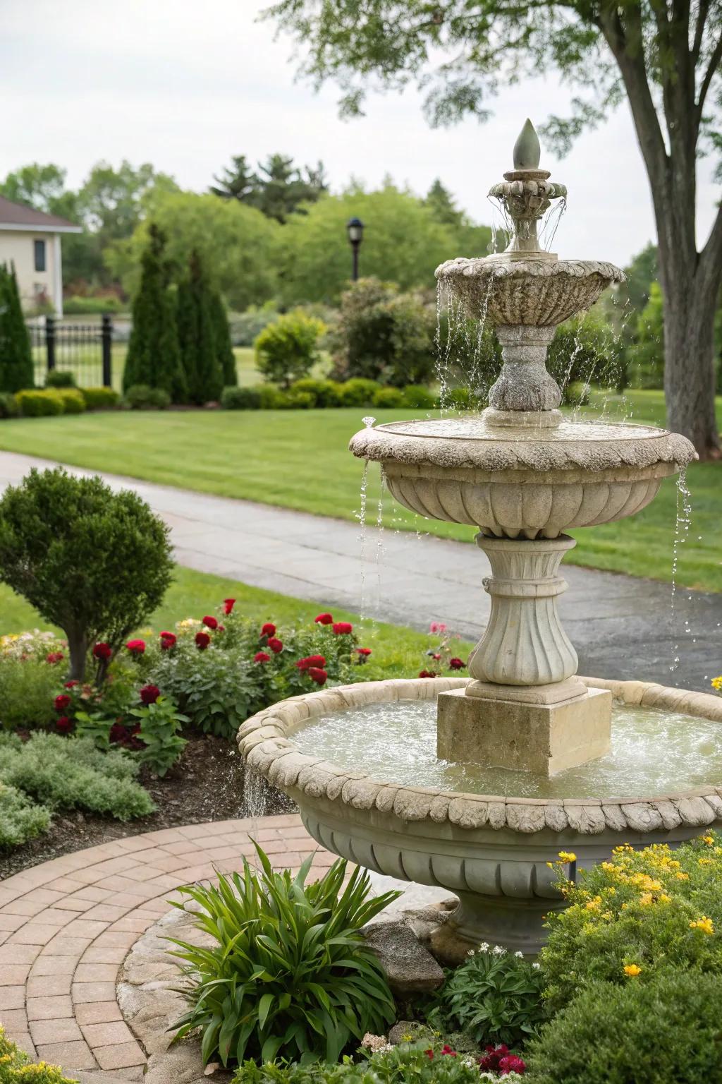 A small water feature adding tranquility to the garden.