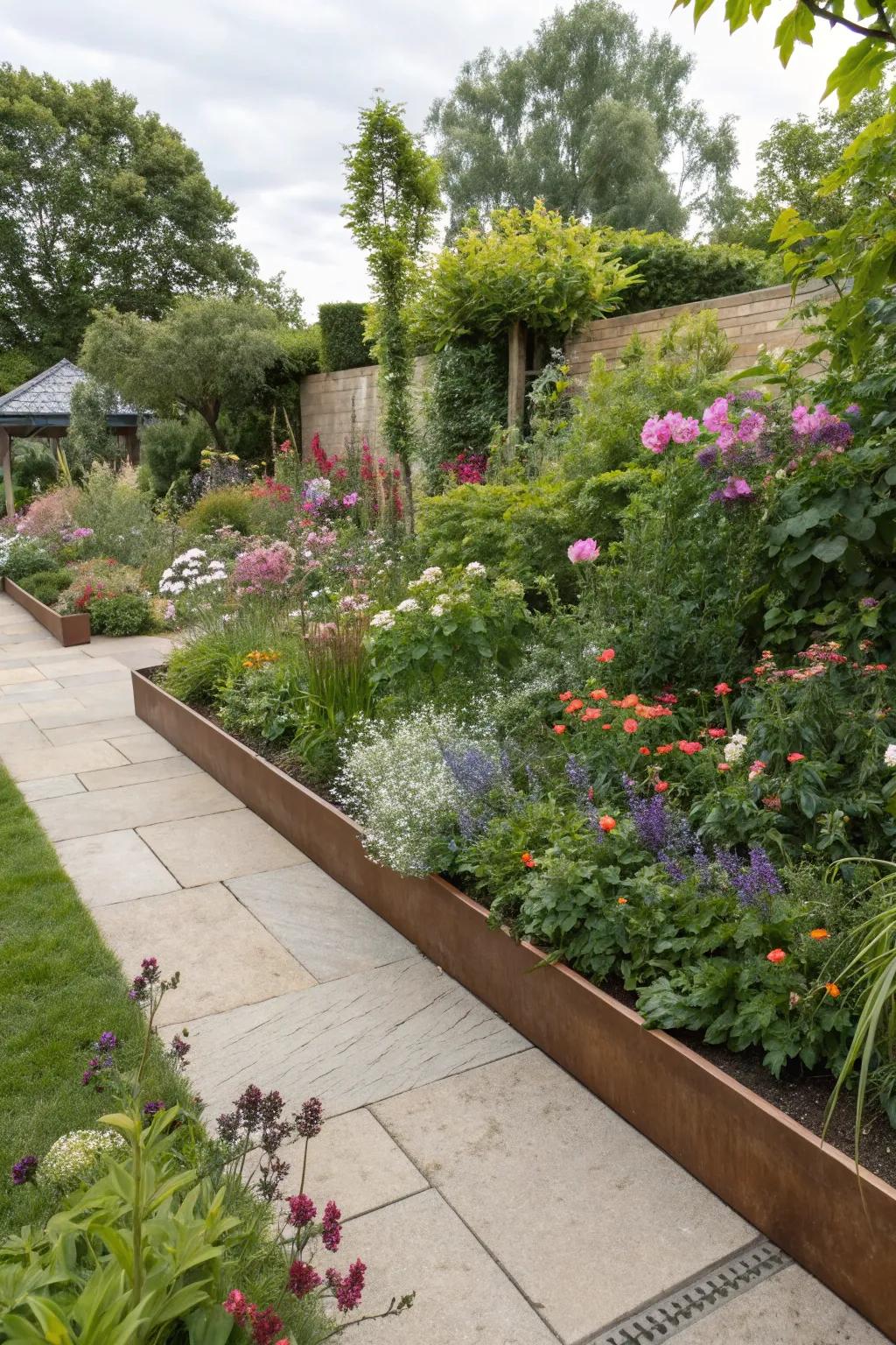 Invisible metal edging offers seamless garden transitions.