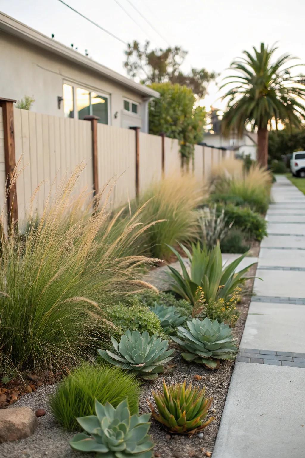 Low-maintenance plants keep it lush with ease.