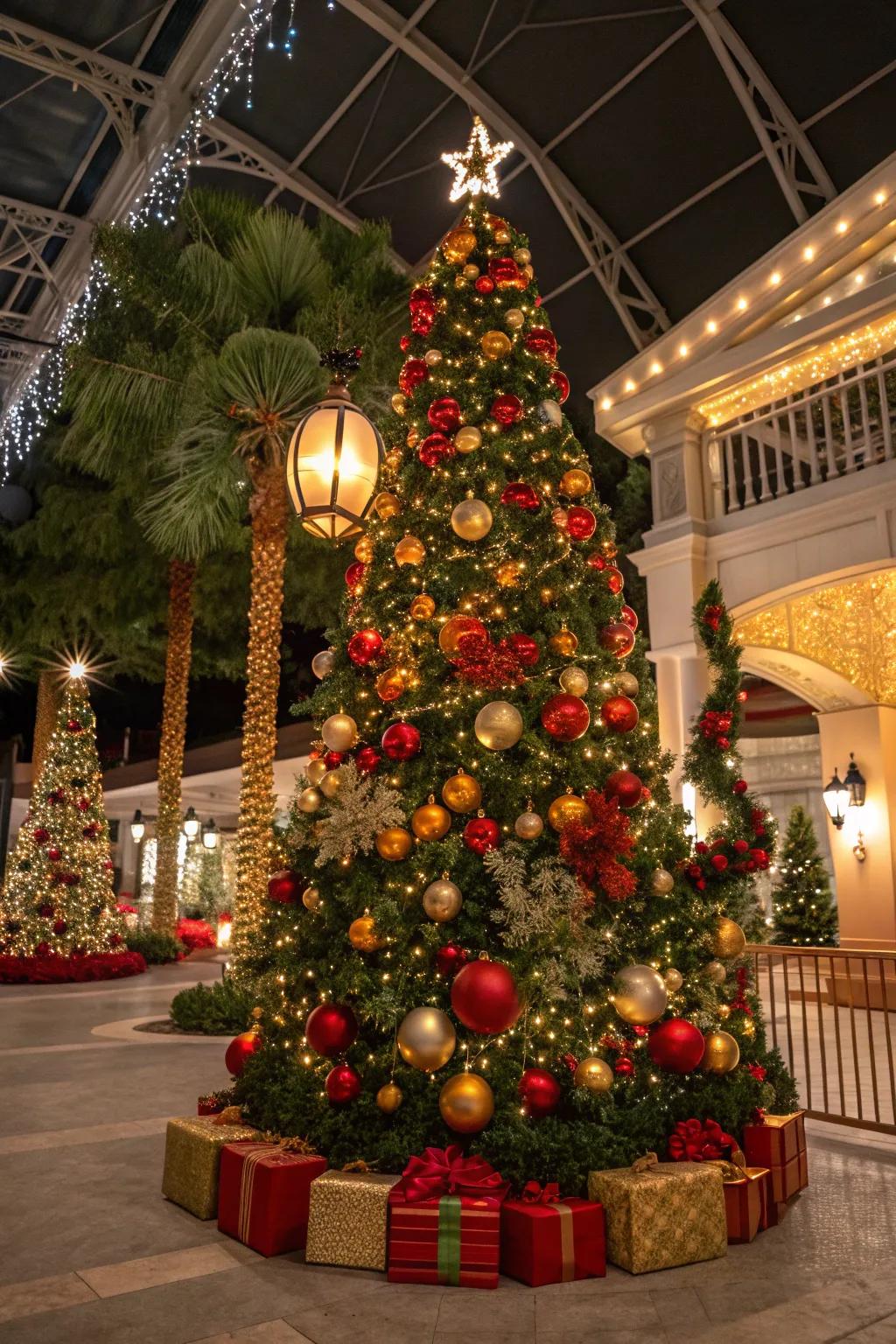 Festive holiday decor featuring a beautifully adorned tree.