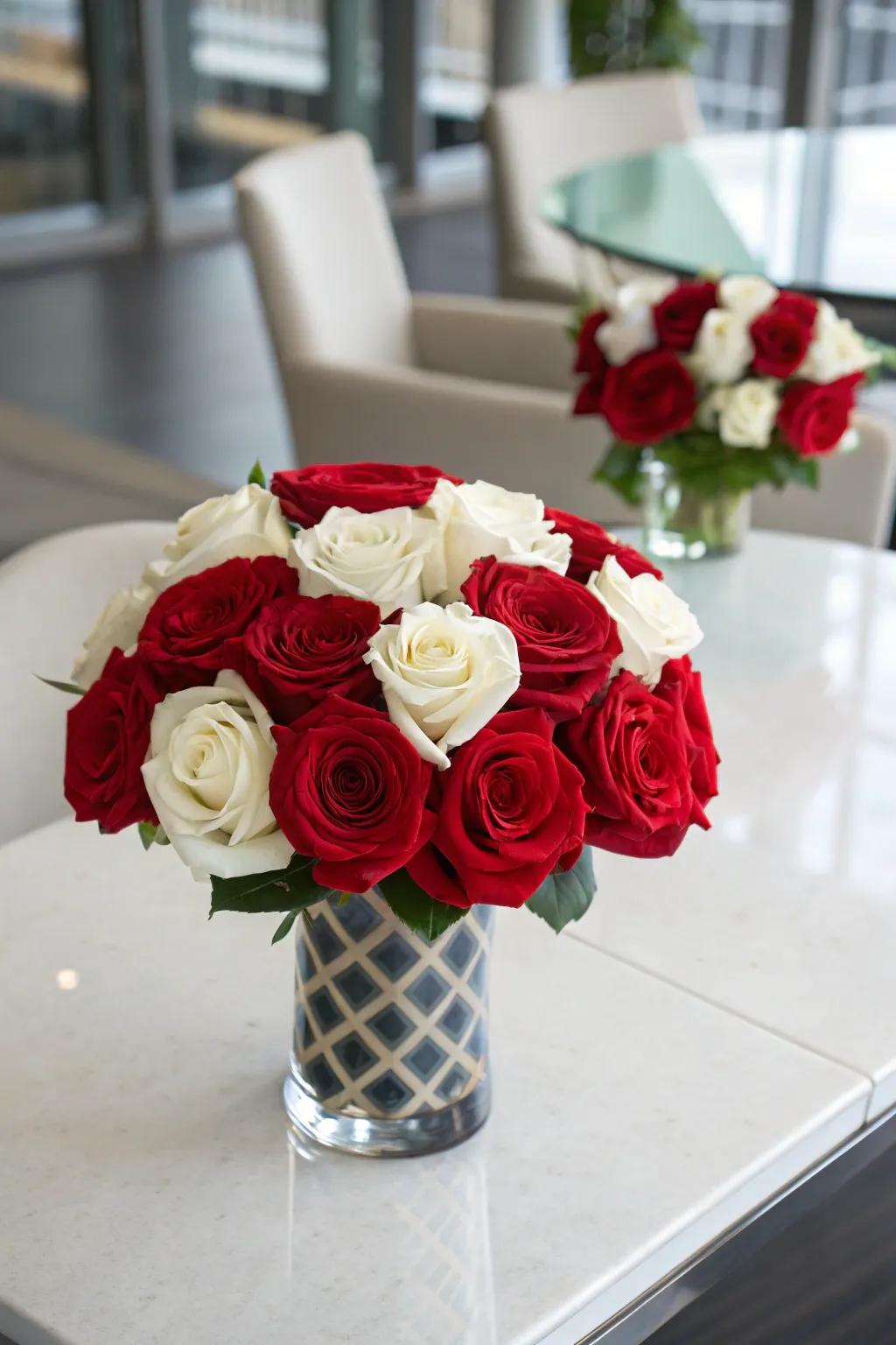 Dynamic Touch with Asymmetrical Rose Arrangement