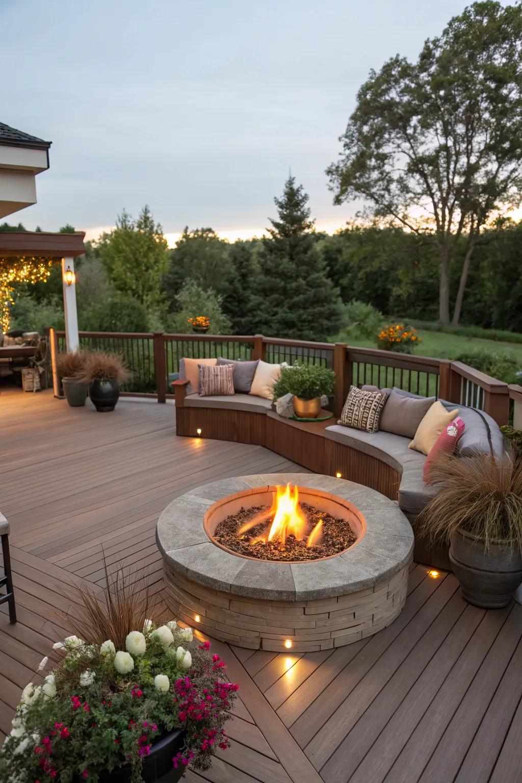 A fire pit adds warmth and makes your deck a year-round retreat.