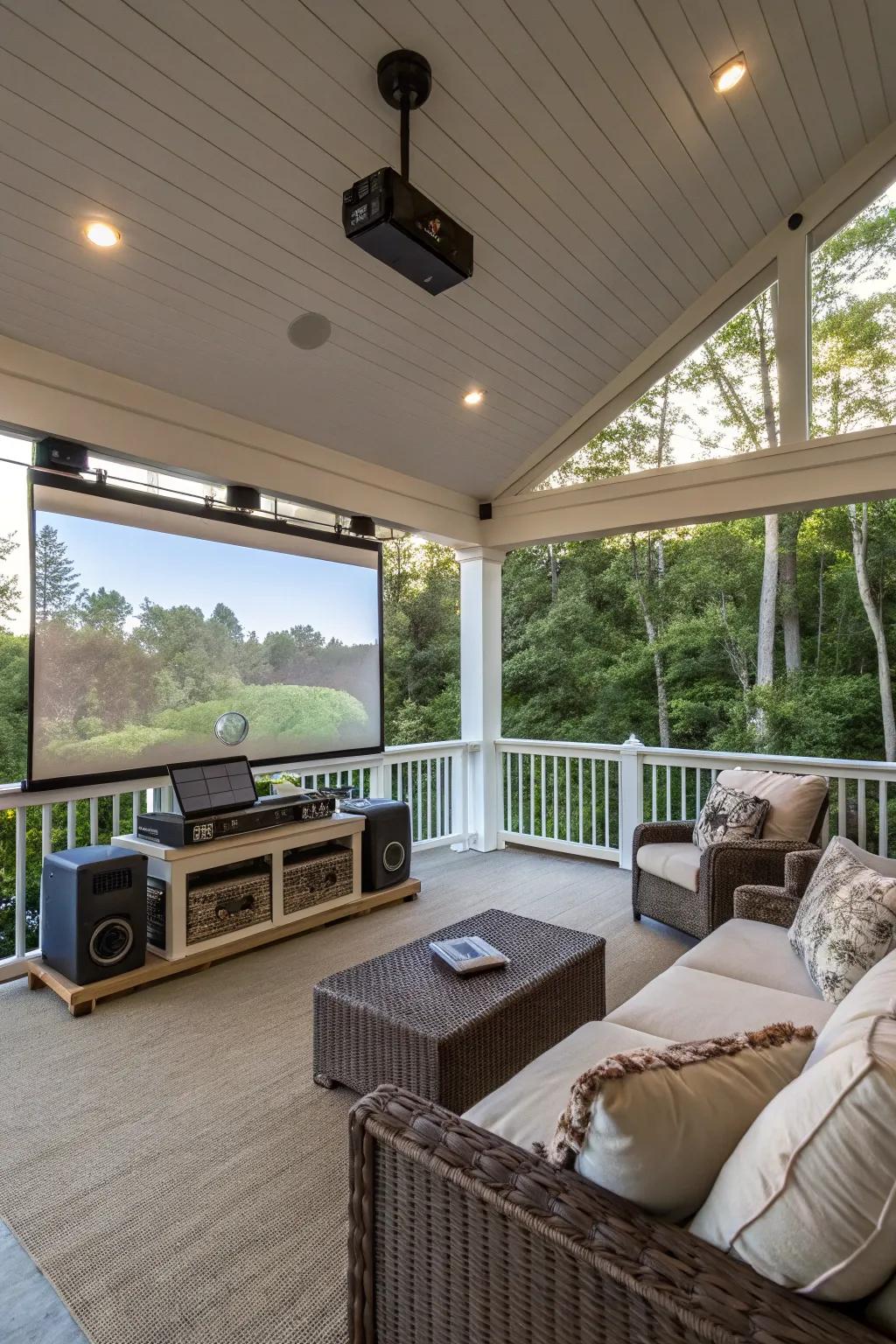 Amusement setup for outdoor movie evenings