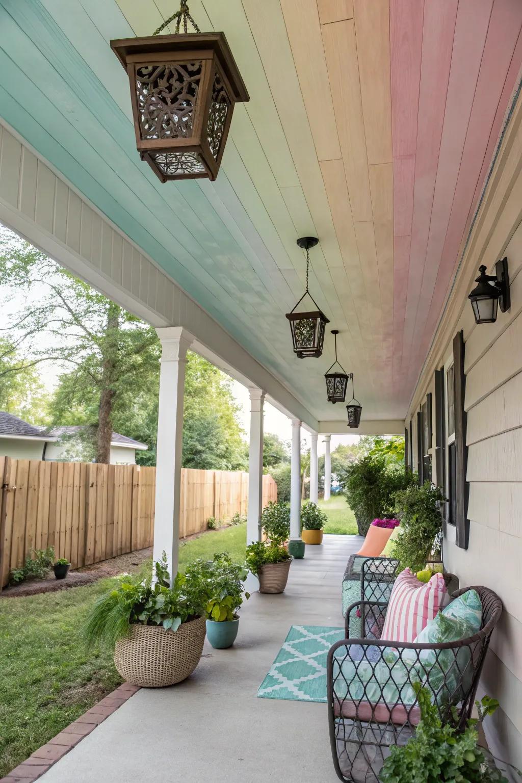 Color transitions on vinyl ceilings add depth and visual intrigue.