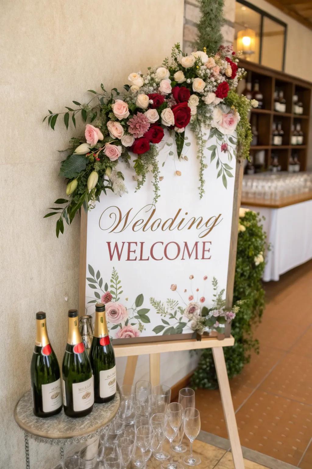 A champagne showcase welcoming invitees with a celebratory drink.