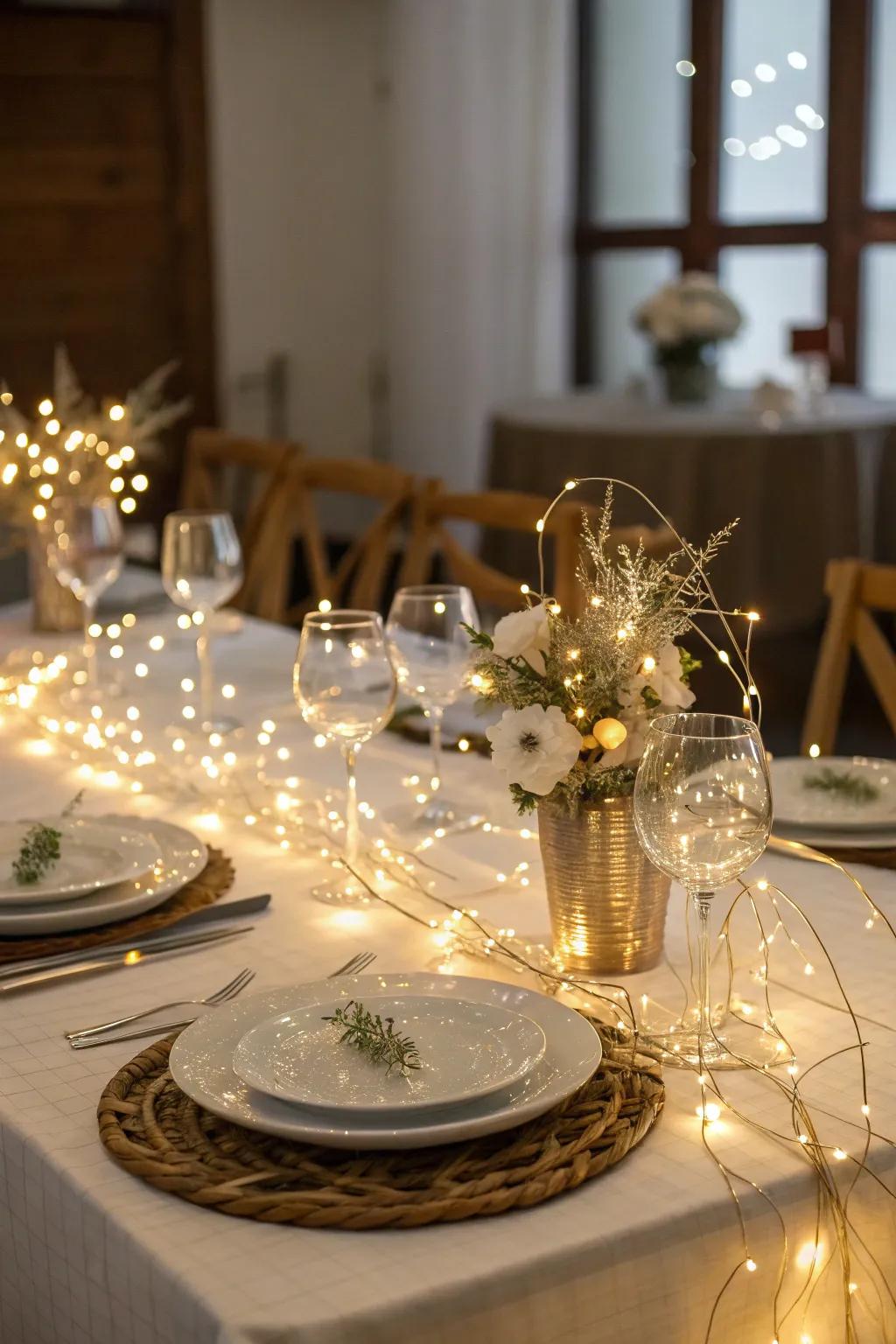 Flickering lights produce a whimsical and enchanting ambiance.