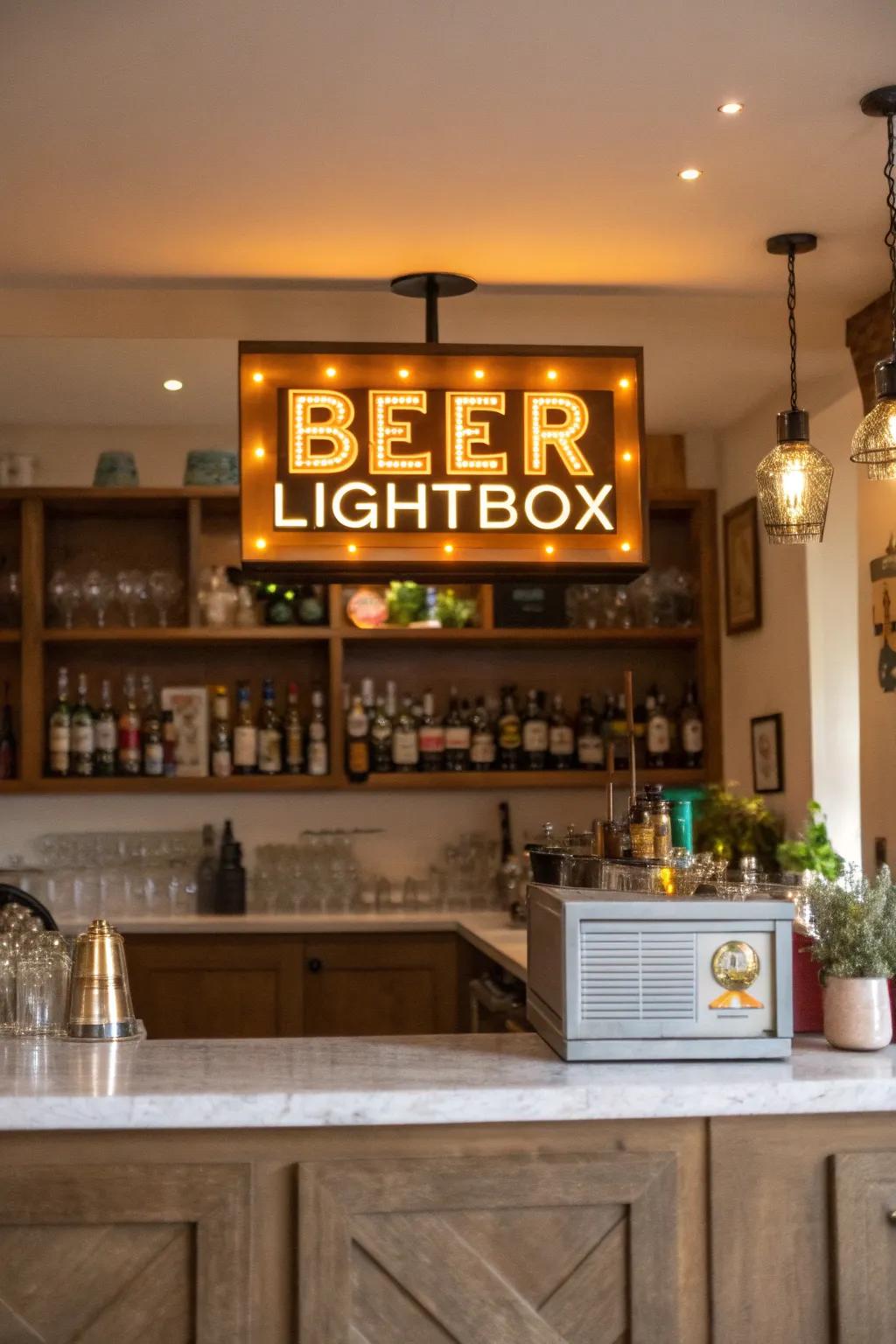 Beer lightbox signs illuminate your space with style.