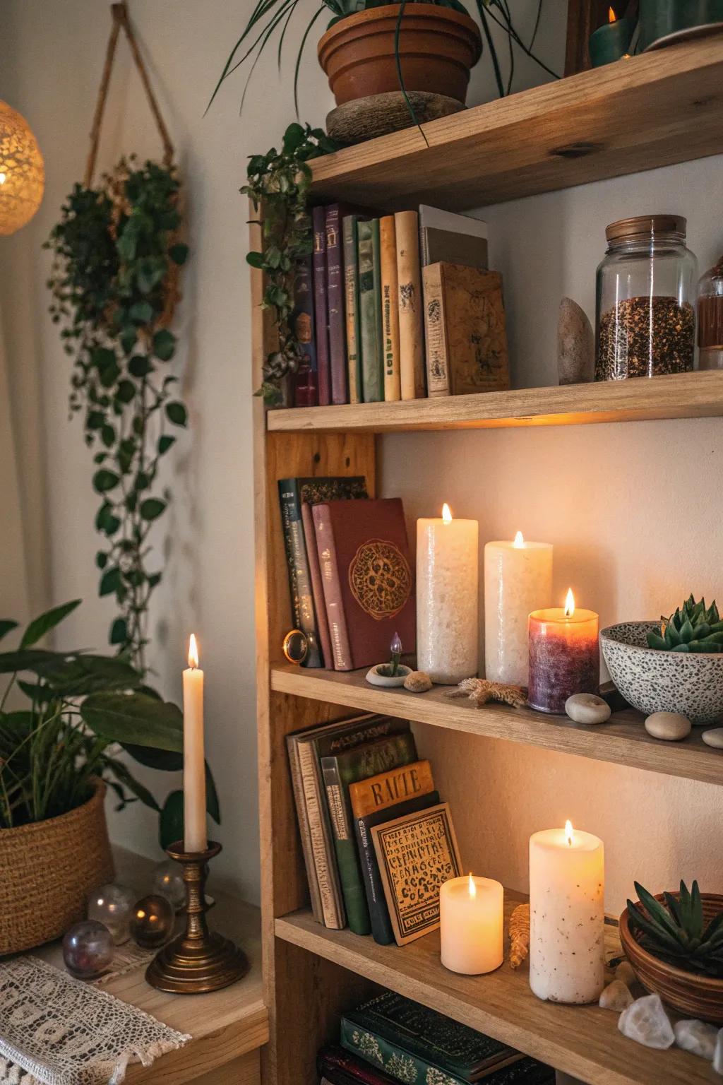 Lights contribute warmth together with a subtle radiance.