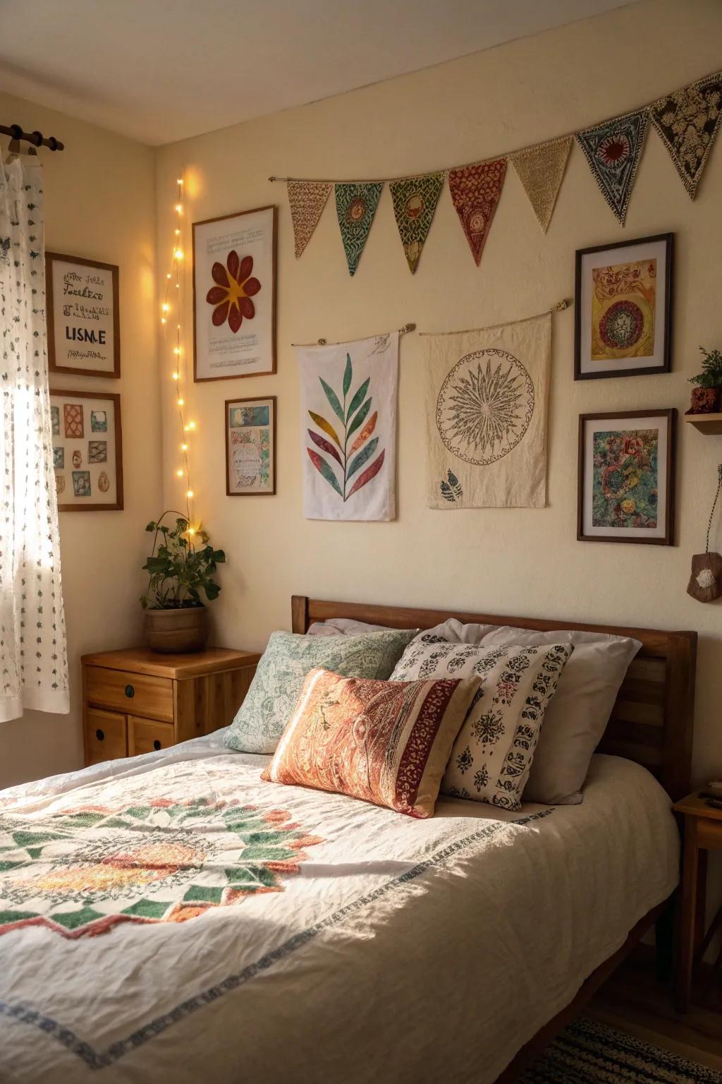 DIY elements bring a personal and unique flair to the bedroom.