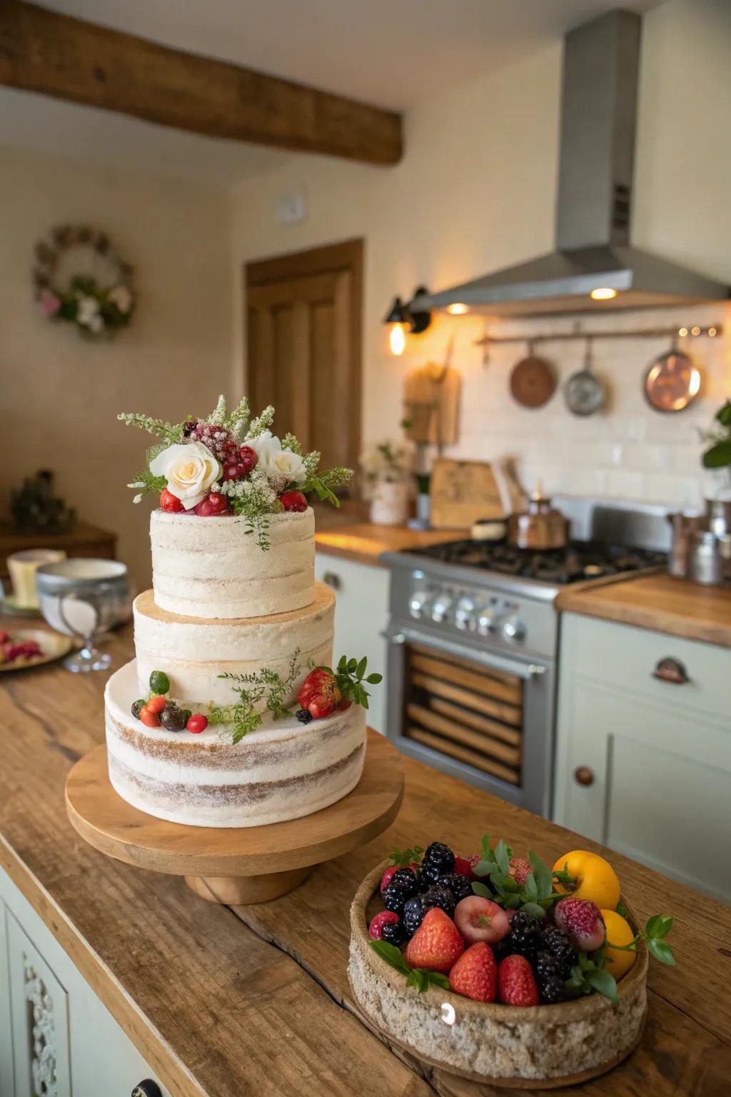 Simplicity and elegance with a rustic naked buttercream cake