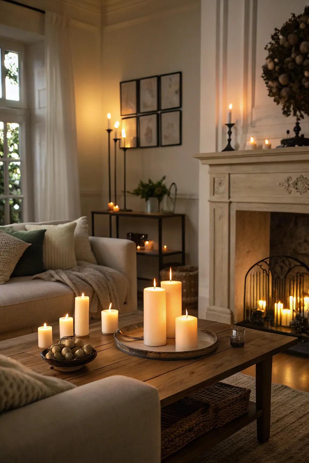 Candlelit ambiance perfect for holiday evenings.