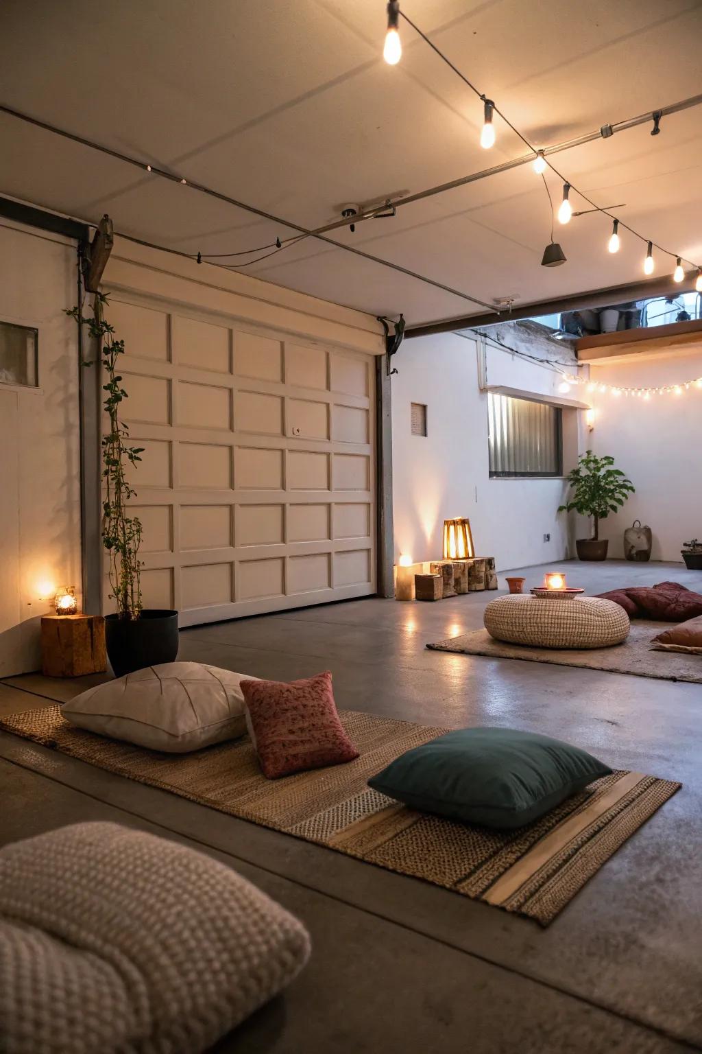 Find peace and calm with a meditation space in your garage.