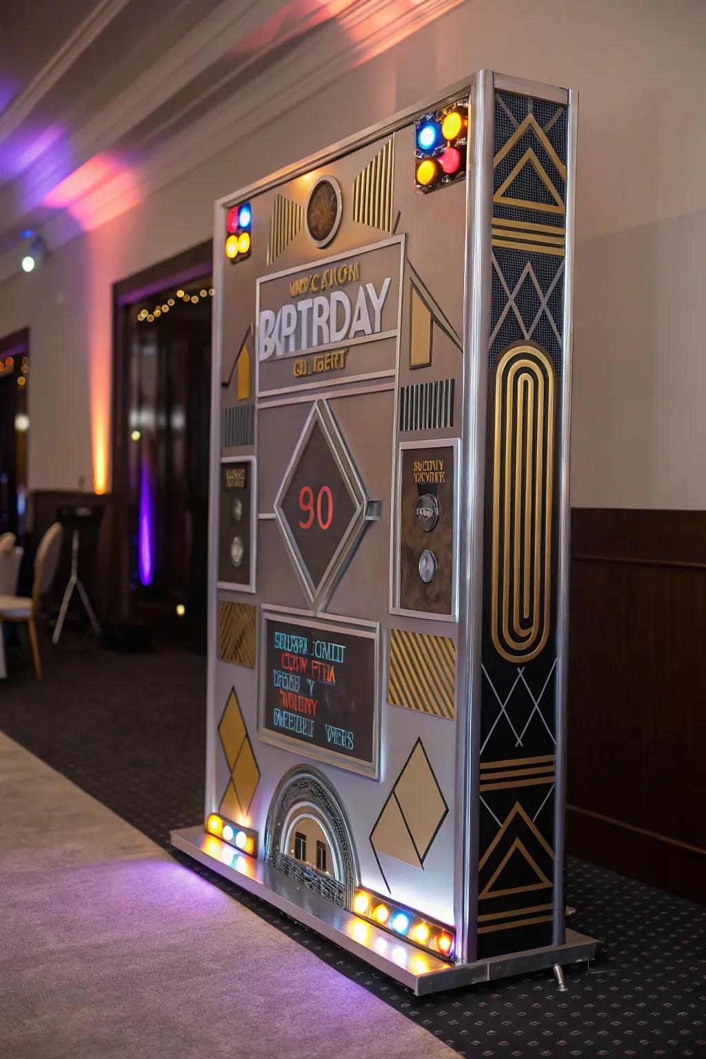 A cutting-edge futuristic birthday display with tech-astute vogue.