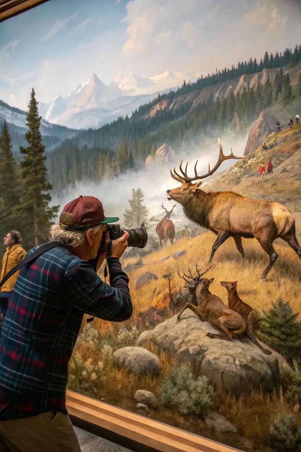 A bold depiction of an epic hunting confrontation.