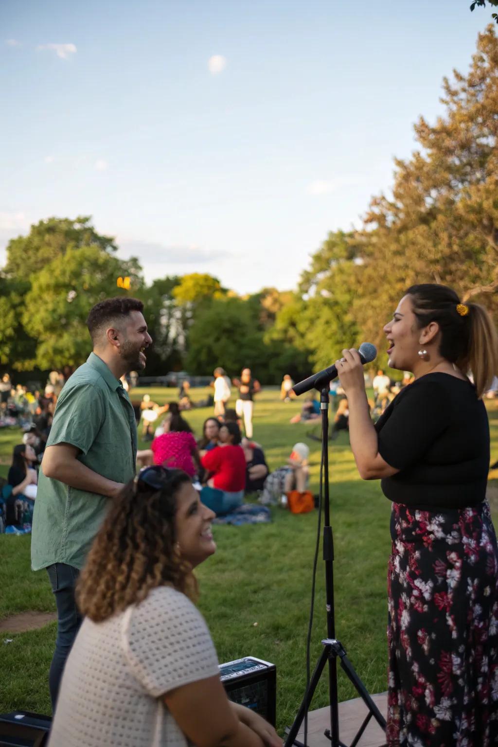 Sing your heart out under the stars with outdoor karaoke.