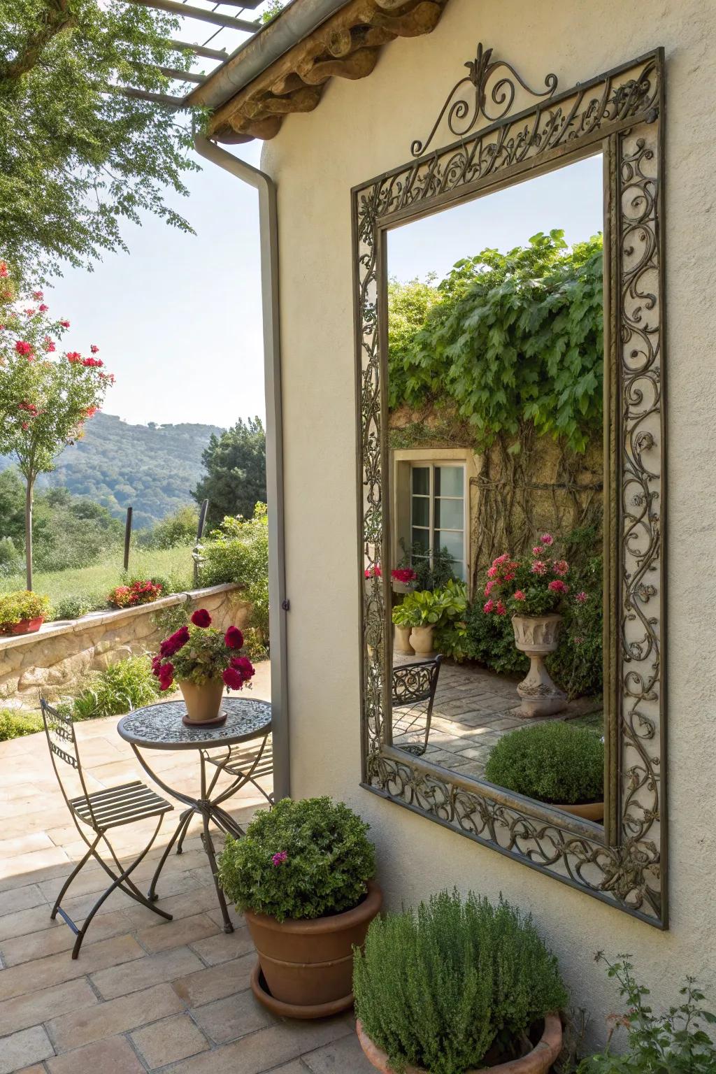 Mirrors can expand the visual space of your patio.