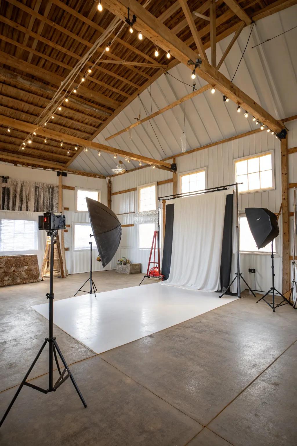 Capture stunning images in your own pole barn studio.