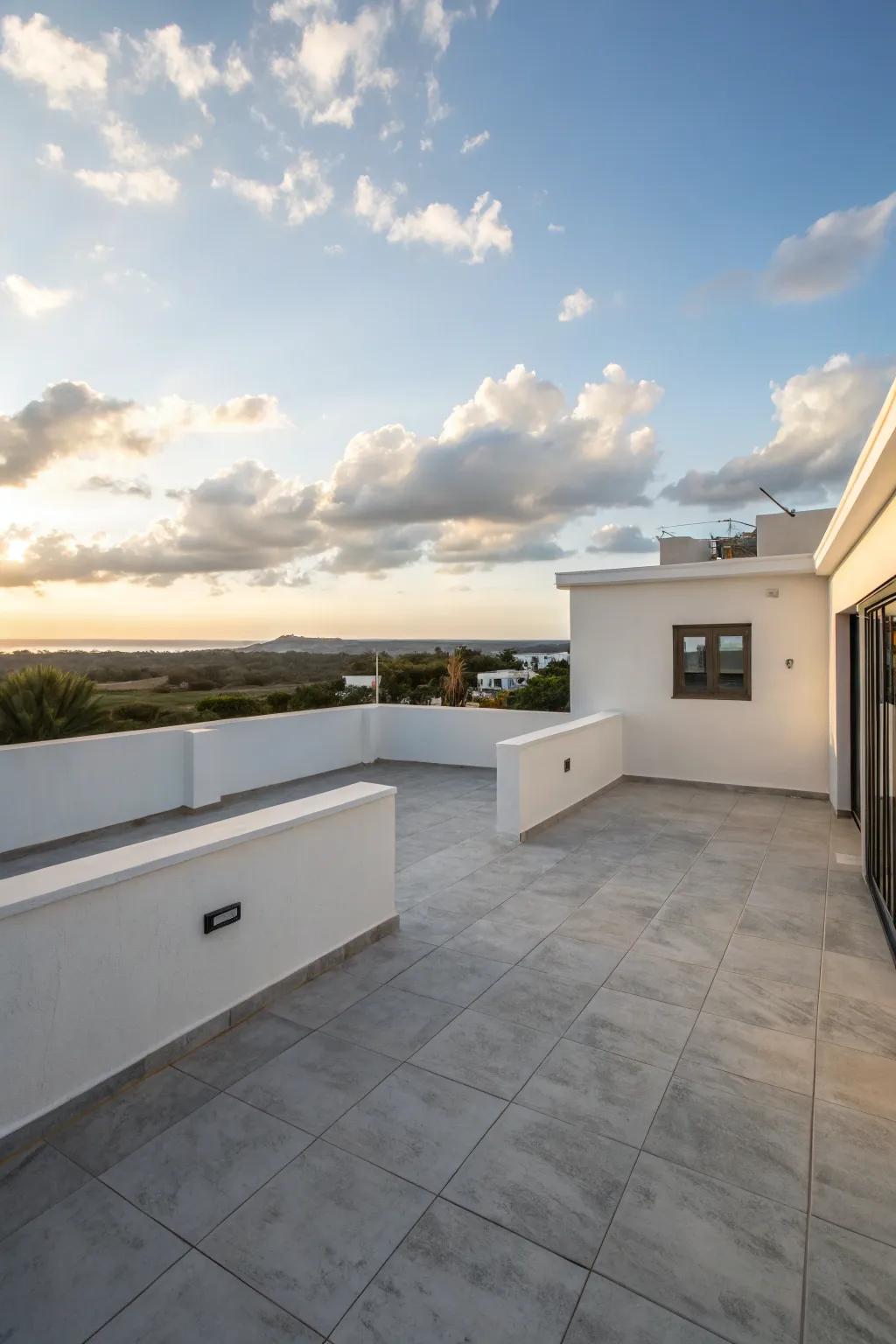 A minimalist design offers a calming retreat on your rooftop.