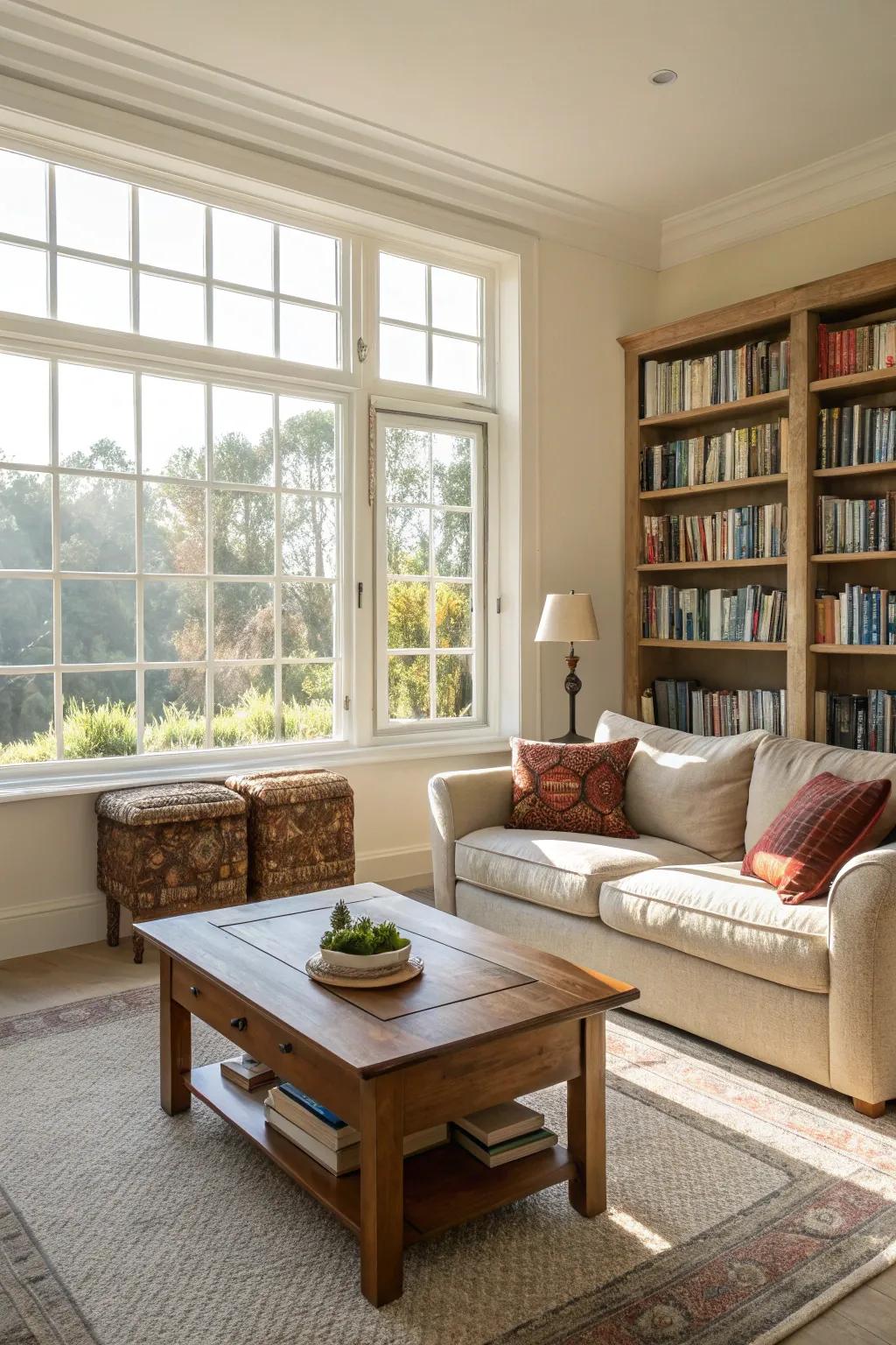 Natural light flooding a well-arranged room setup.