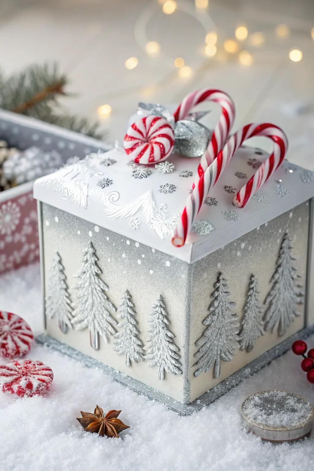 A North Pole design makes Santa's present container truly magical.