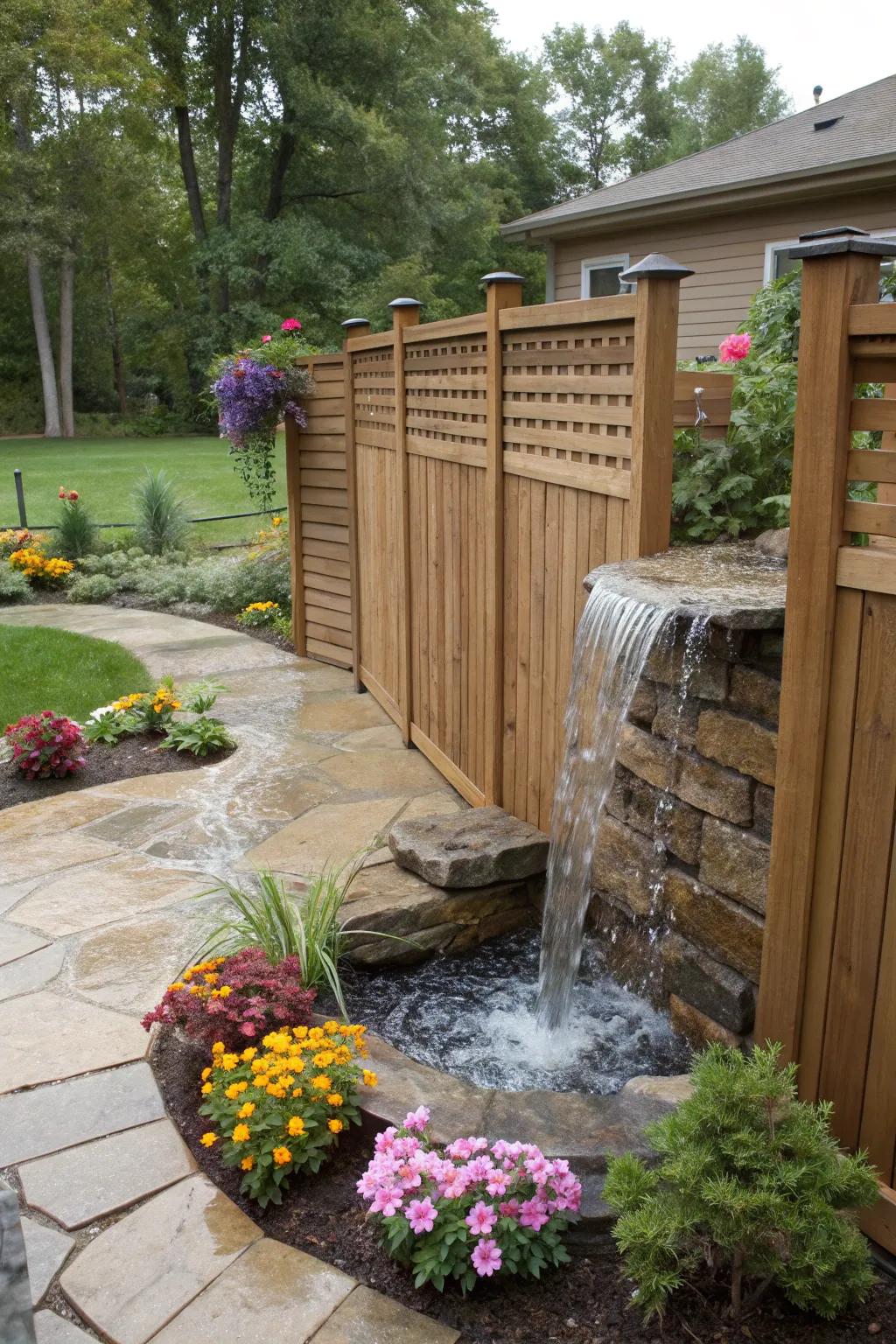 A hidden fence waterfall turns the ordinary into the extraordinary.