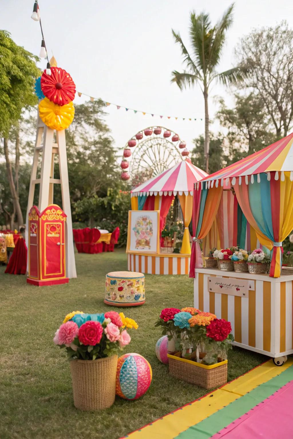 A carnival wedding theme that delights with color and fun.