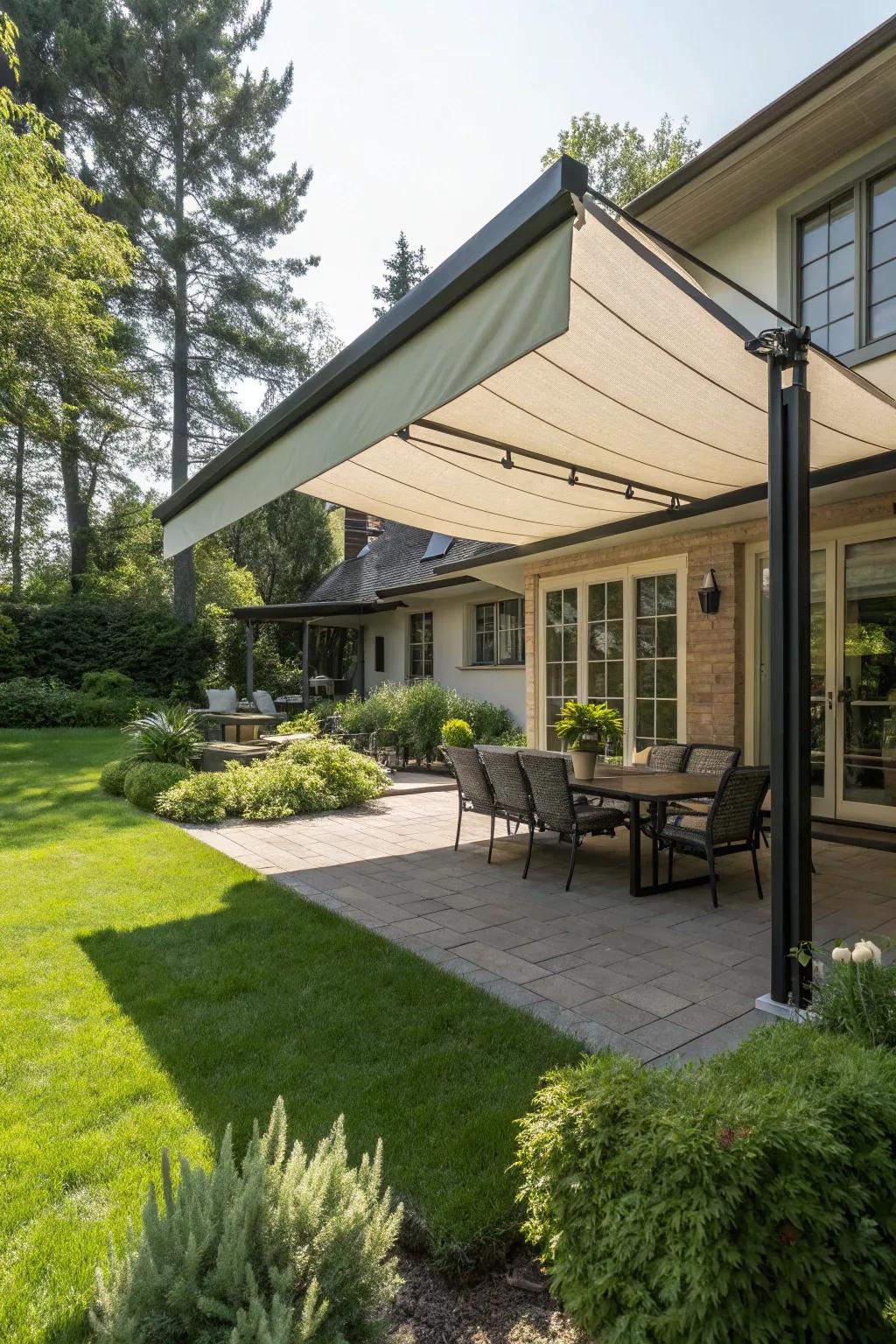 Maximize space with cantilevered awnings.