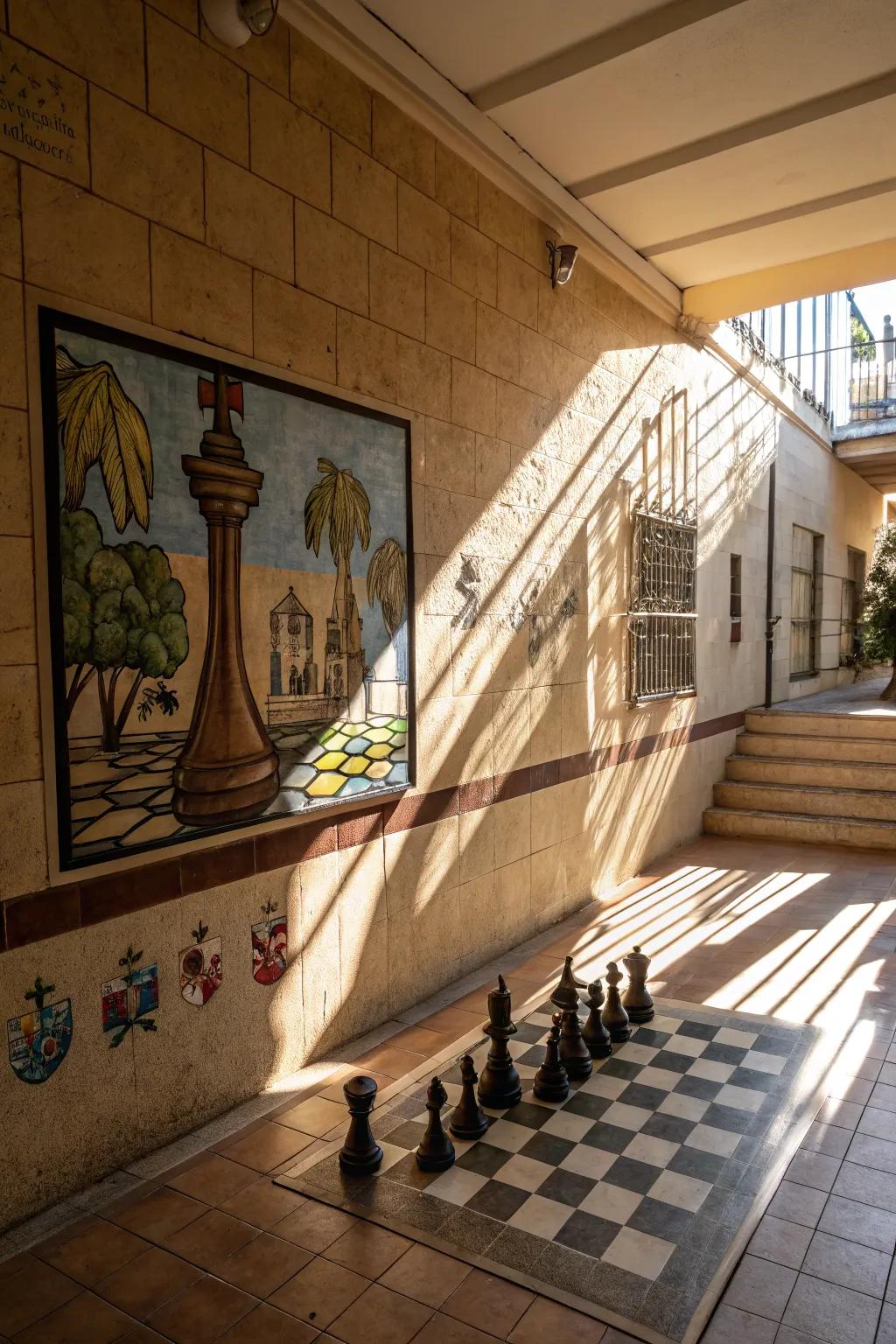 Illumination and shade fashion a mesmerizing chess art piece.