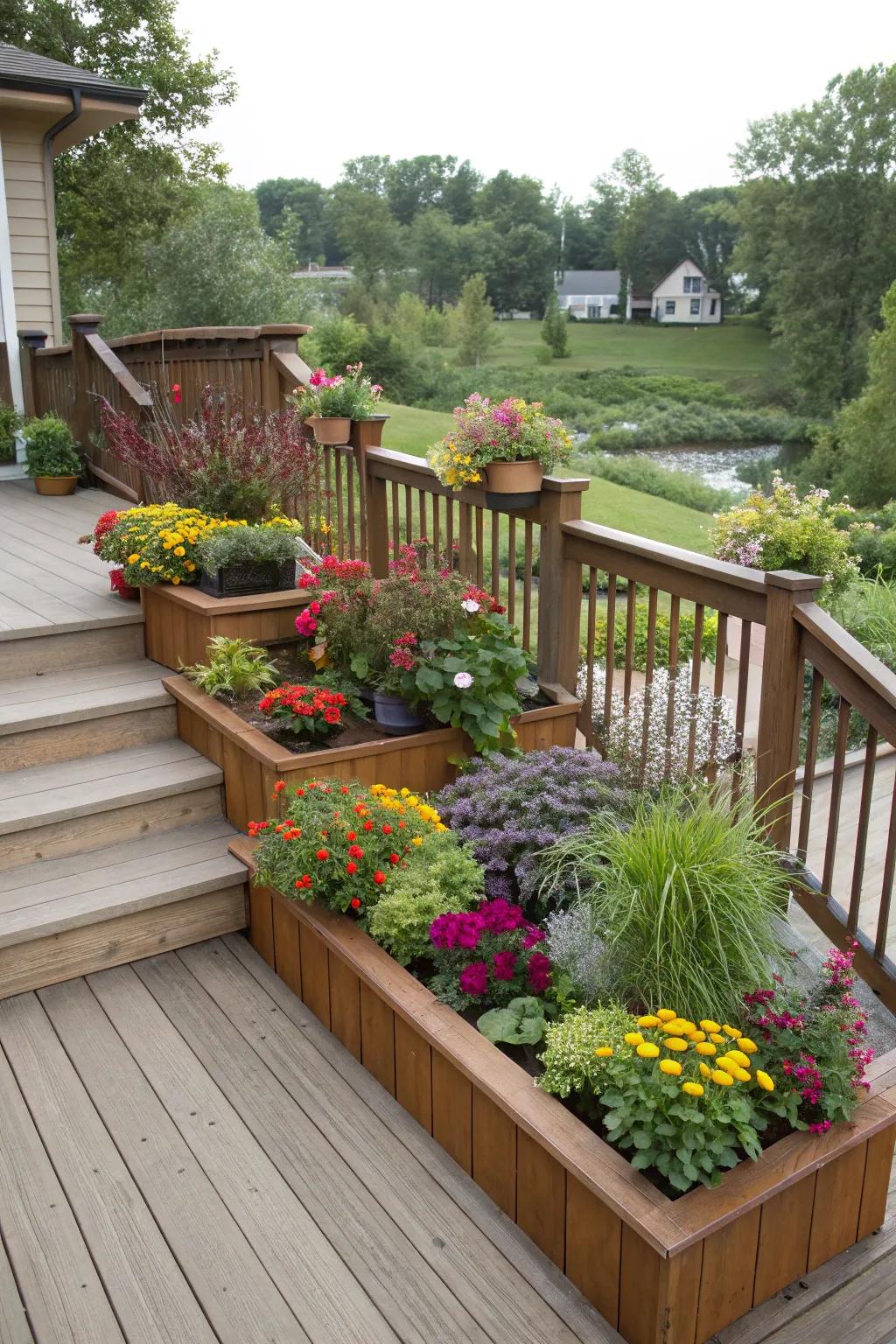 Steps with built-in planters for a touch of greenery