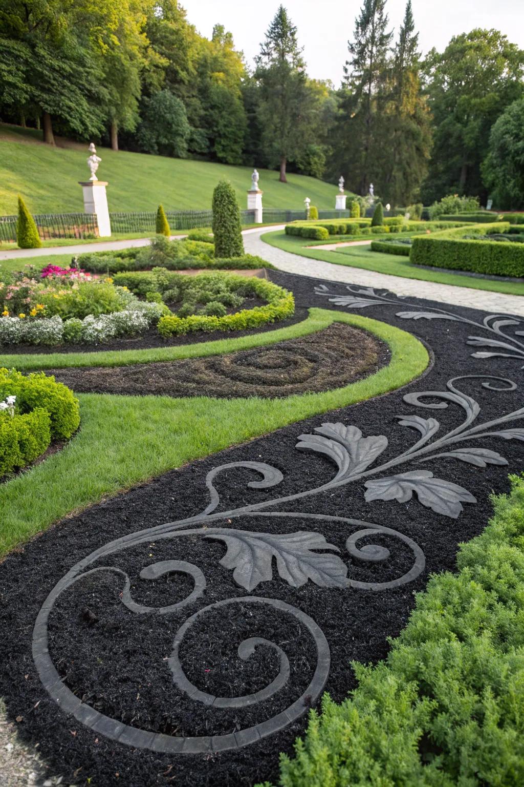 Turn your garden into art with unique mulch patterns.