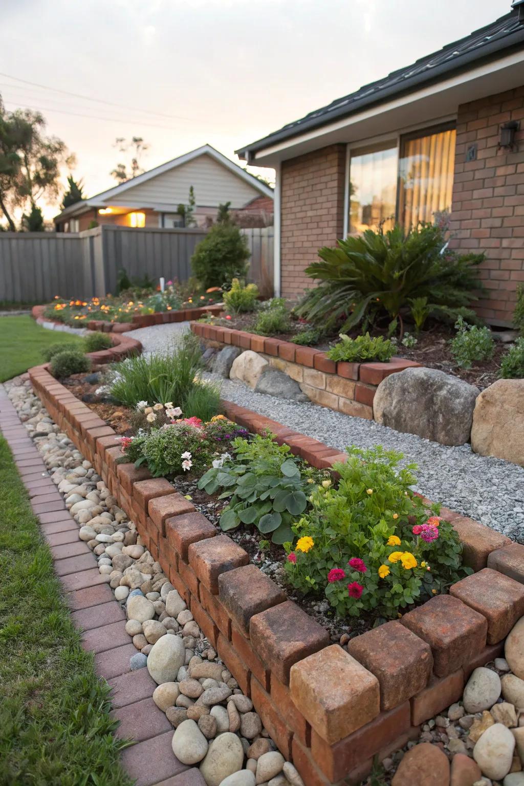 Recycled materials adding character to the garden.