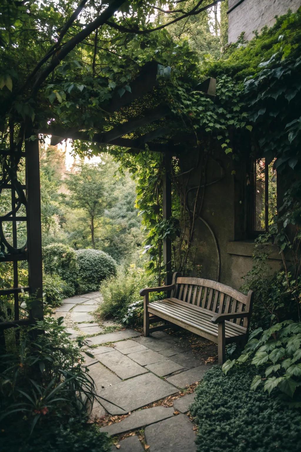 A secret garden nook provides a hidden escape within your patio.