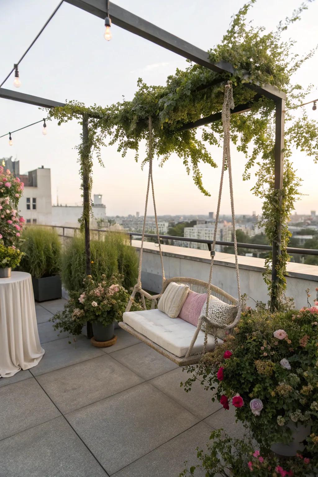 Whimsical features add fun and relaxation to your rooftop.