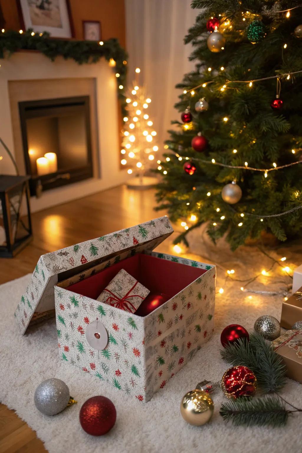 Secret compartments add mystery and excitement to Santa containers.