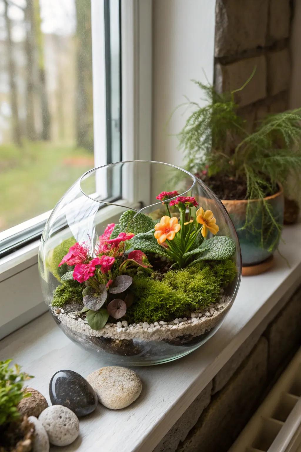 A terrarium brings a piece of the outdoors inside your home.