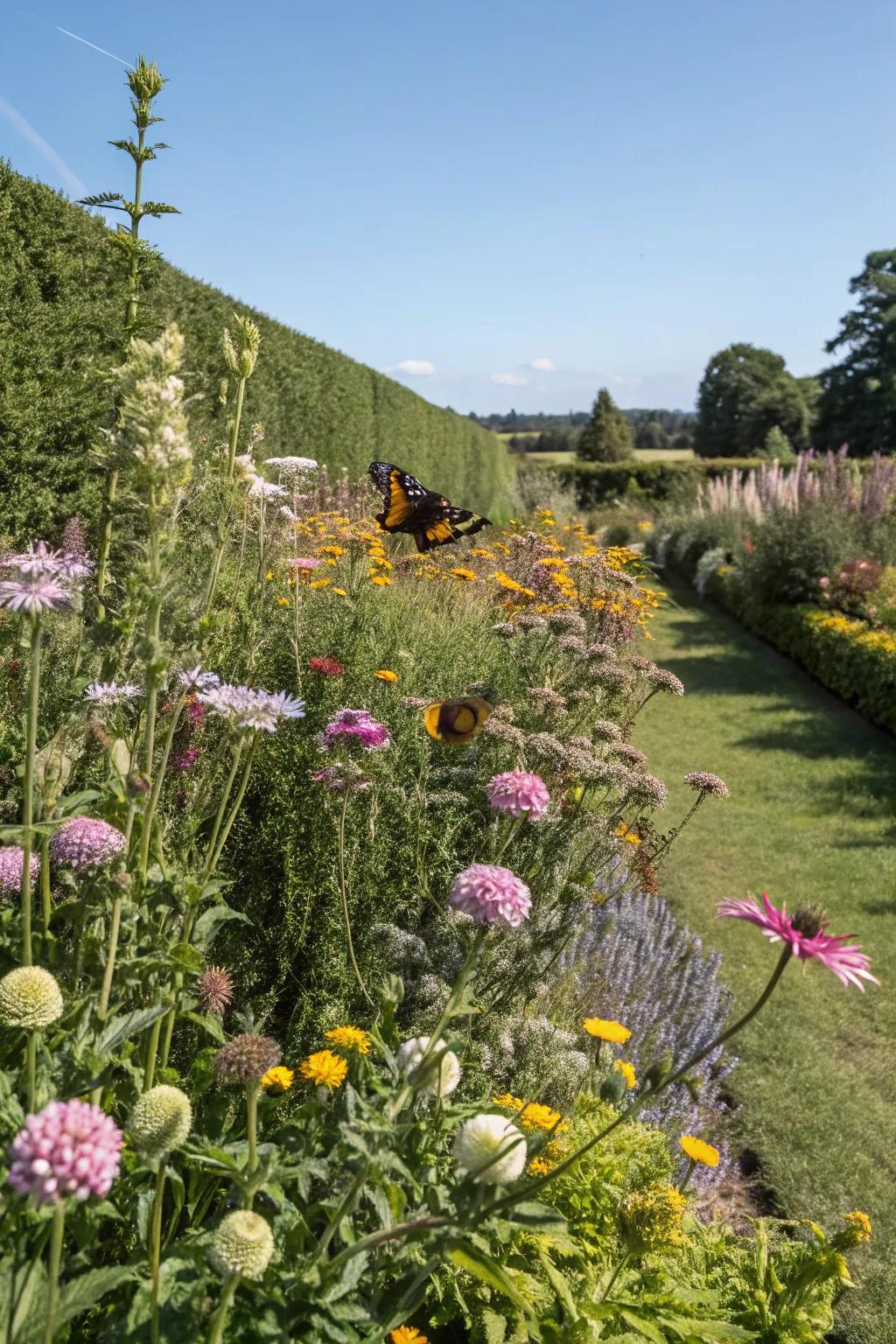 Nectar-rich plants create a haven for butterflies and bees.