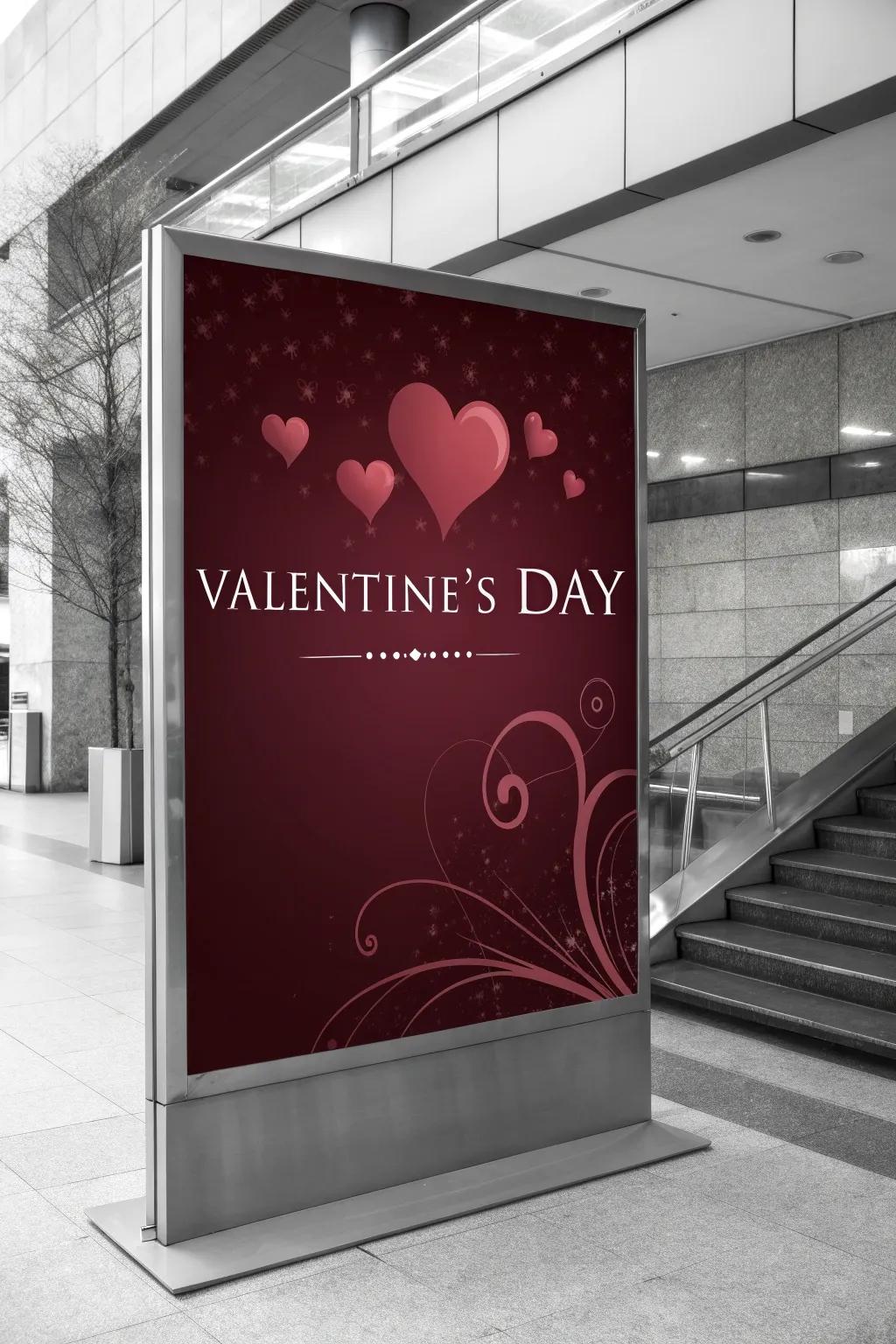 A sophisticated Valentine's poster with a sleek monochromatic design.