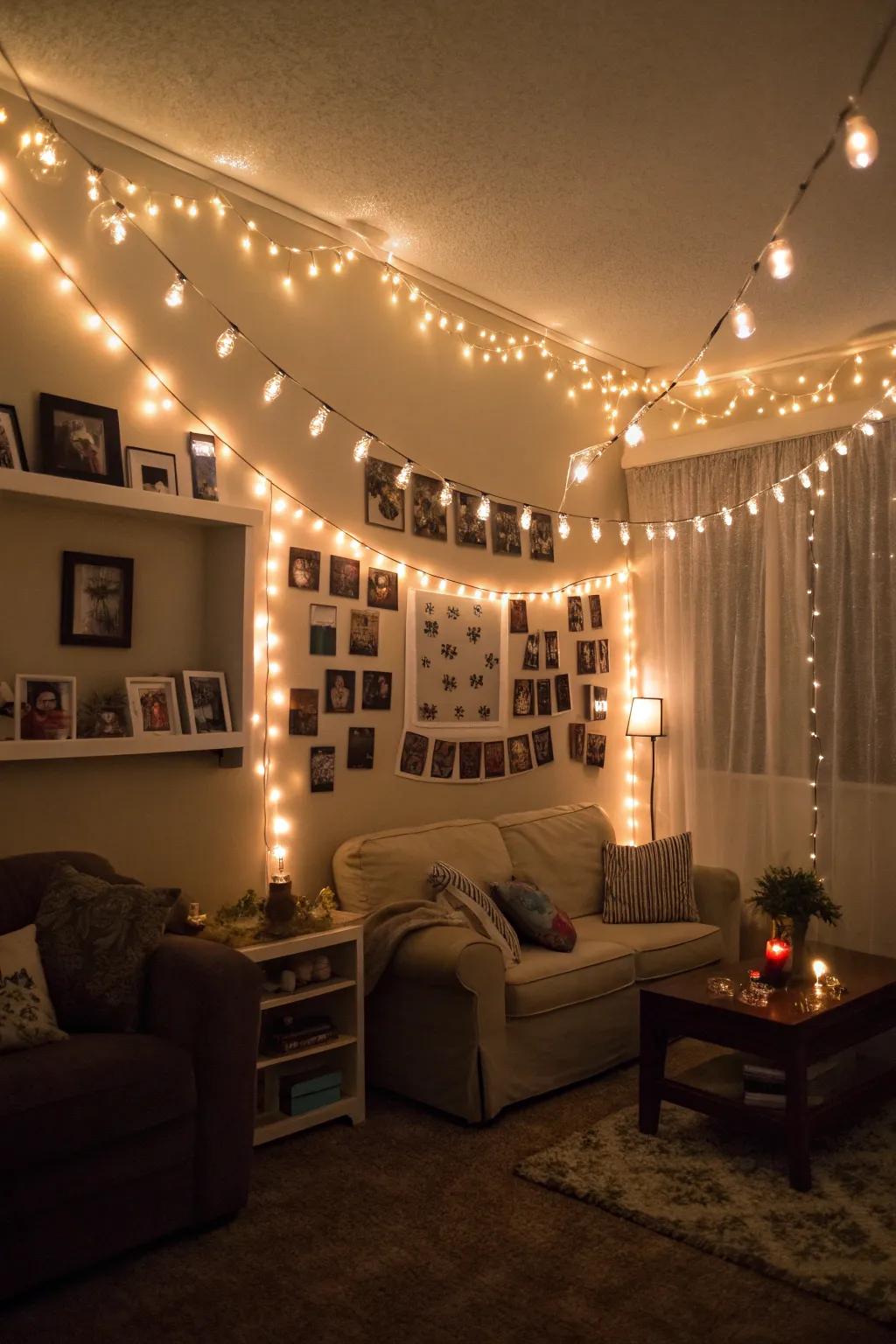 String lights turn your living space into a twinkling wonderland.