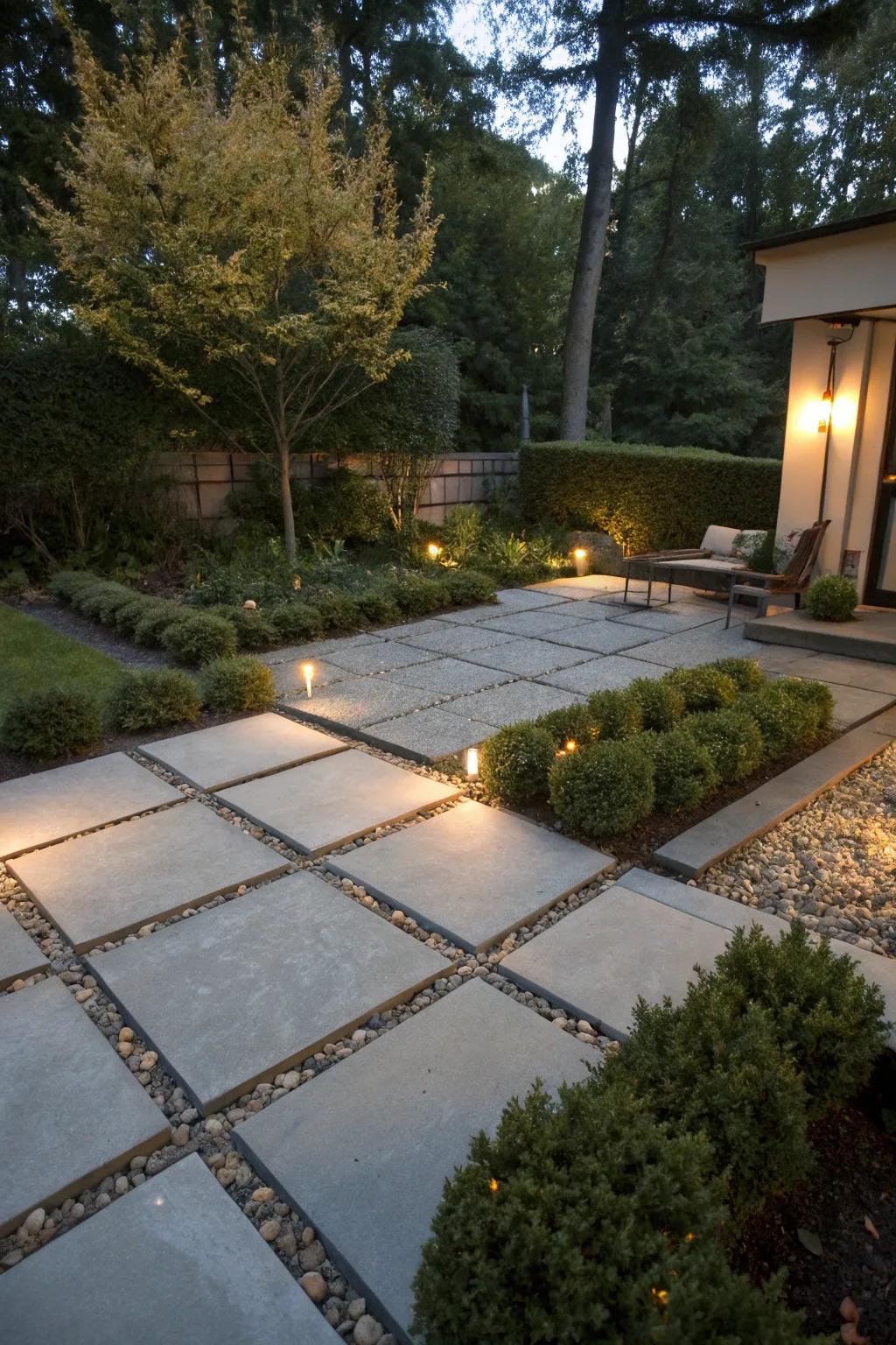 Combine gravel with concrete for an interesting and practical design.