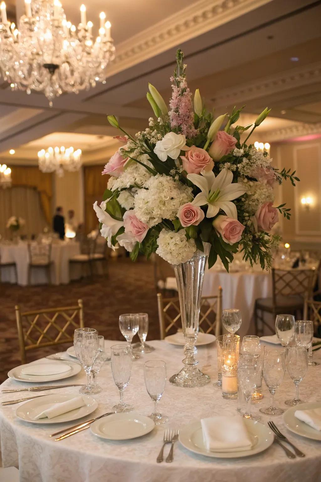 Make a statement with grand floral arrangements.