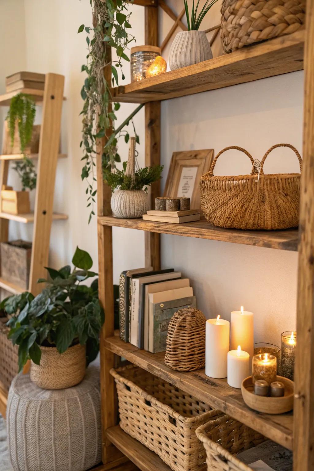 Natural materials like wood and rattan offer a rustic charm.