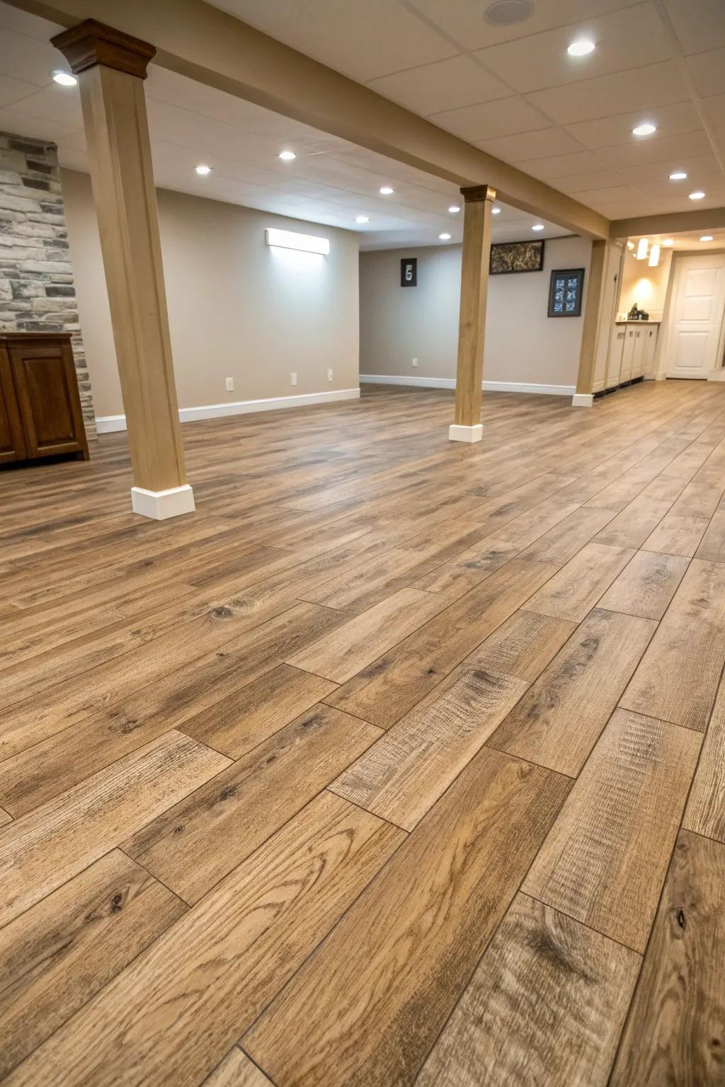 Vinyl planks offer the beauty of hardwood without the hefty price tag.