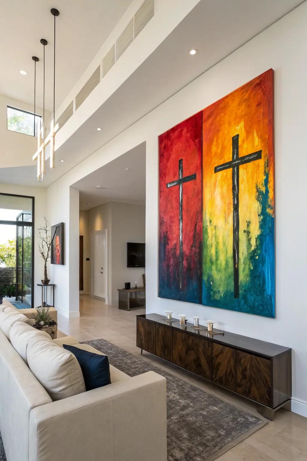 Abstract art with a spiritual touch brings modern elegance to your decor.