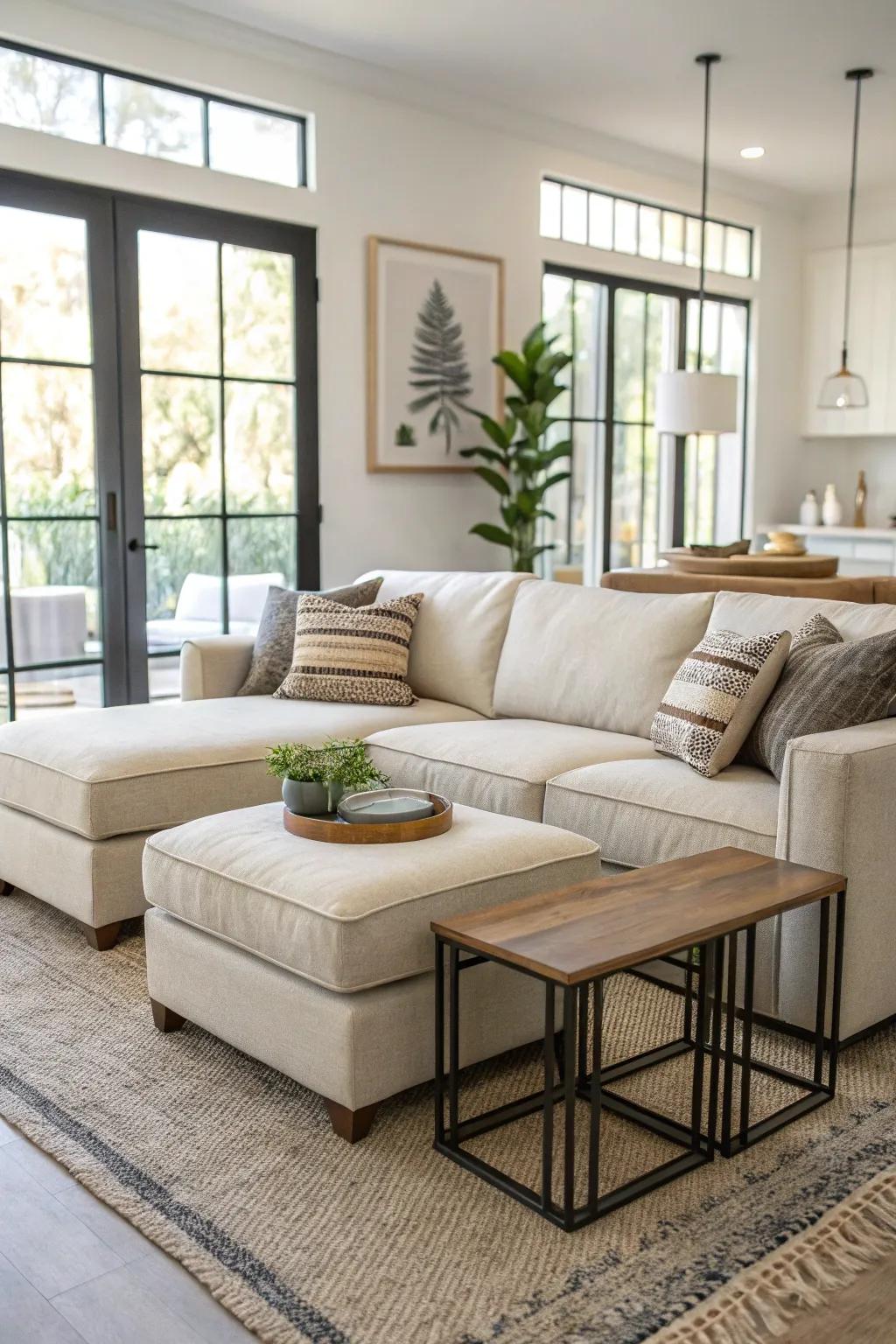 Nesting tables bring flexibility and style to your sectional sofa setup.