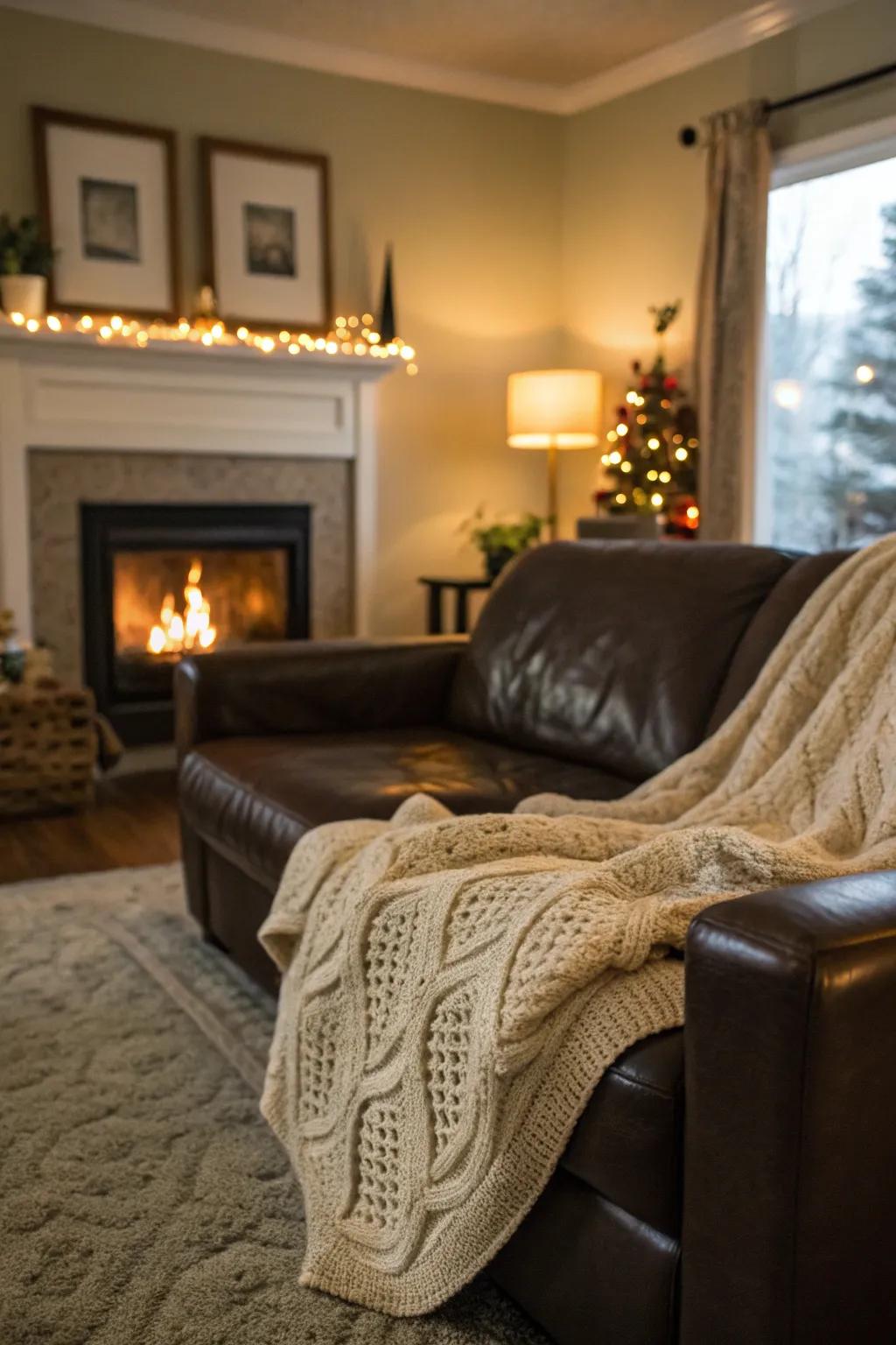 Knitted covers bring warmth and texture to your sofa.