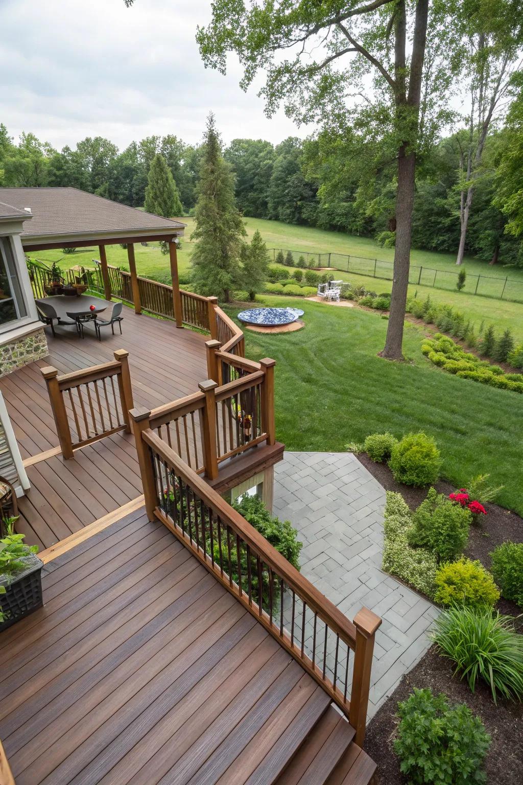 Stacked steps for a grand and welcoming deck entrance