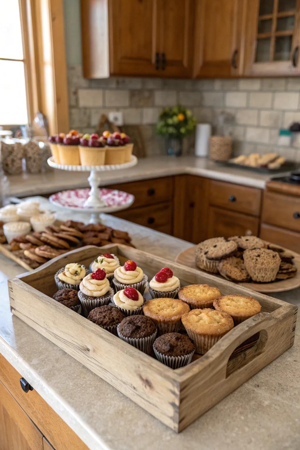 A DIY dessert bar with a rustic appeal.